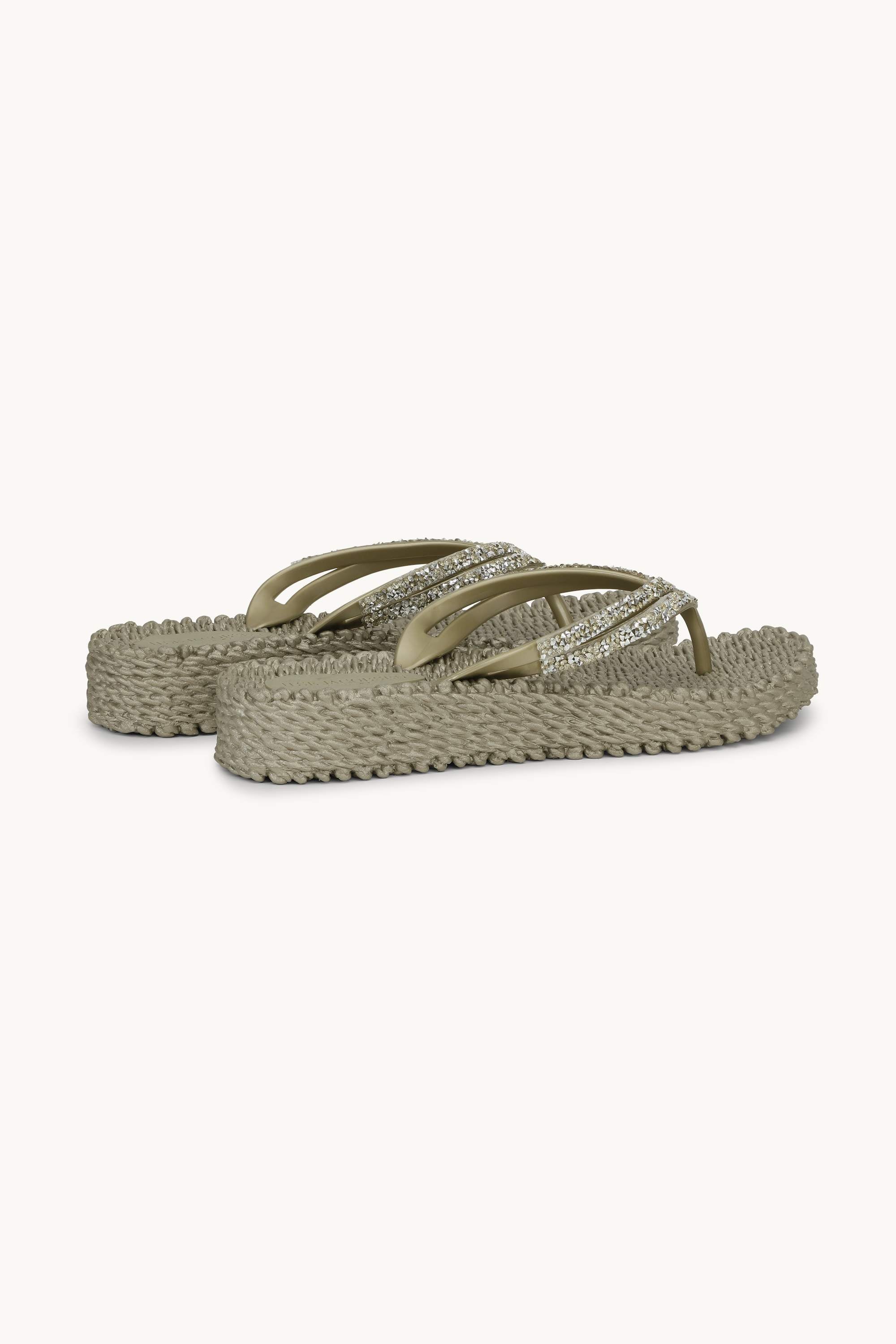 Platform Flip-flops Glitter Stones - Platin