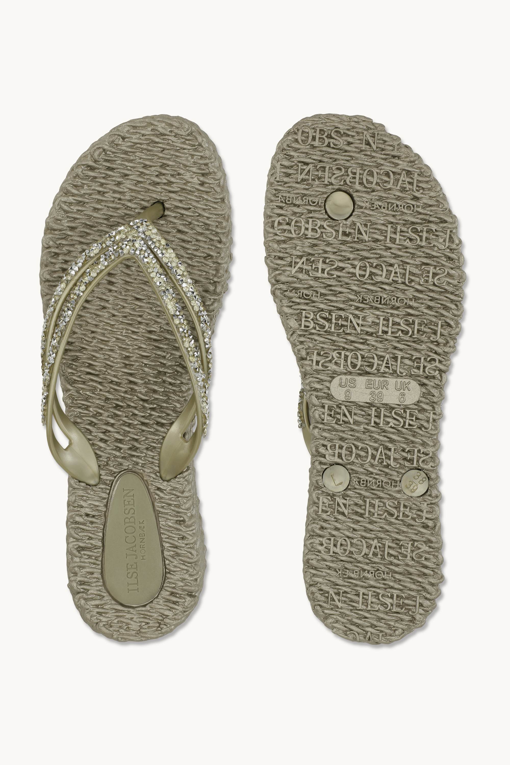 Platform Flip-flops Glitter Stones - Platin