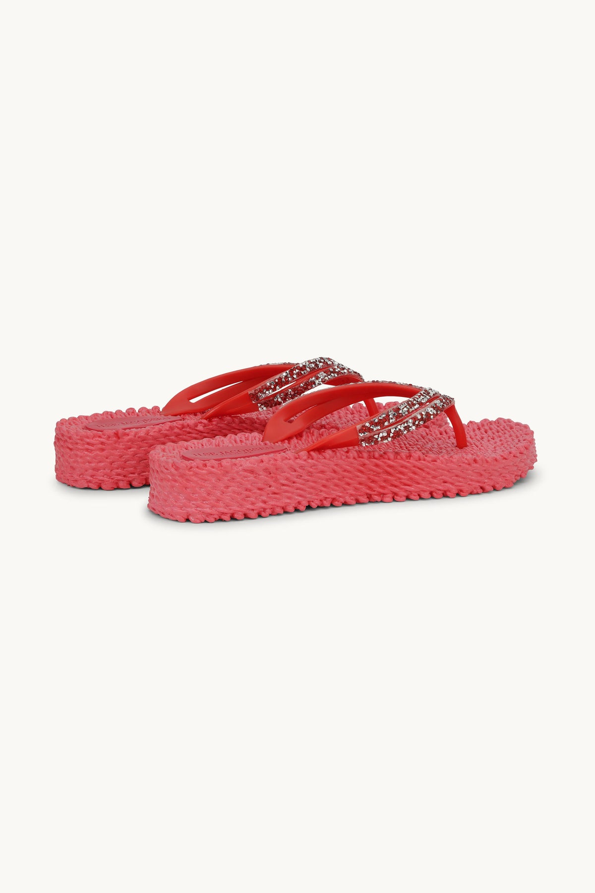 Tongs à Plateforme Pierres Scintillantes - Raspberry