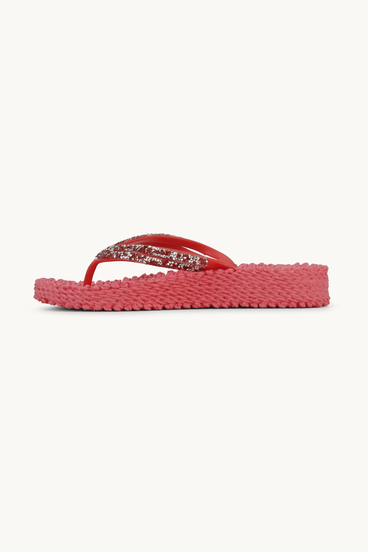 Tongs à Plateforme Pierres Scintillantes - Raspberry