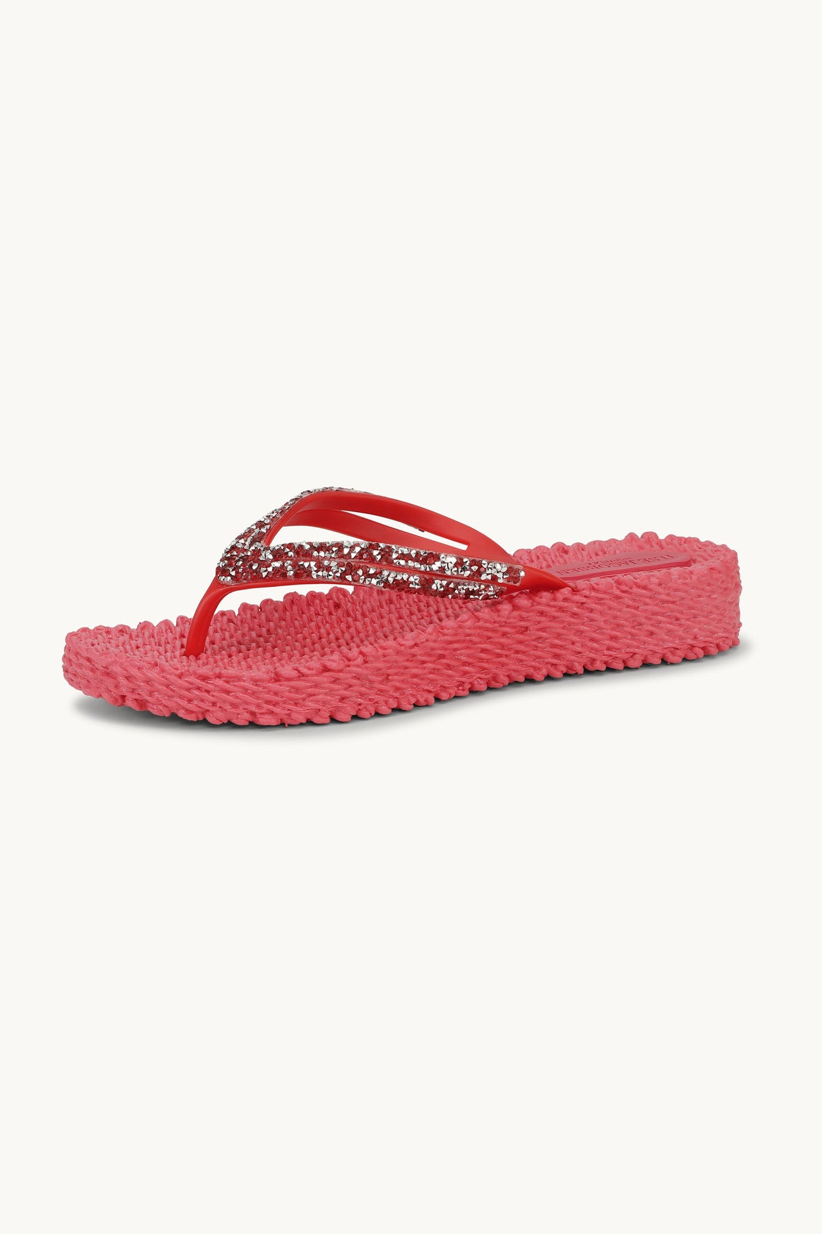 Tongs à Plateforme Pierres Scintillantes - Raspberry