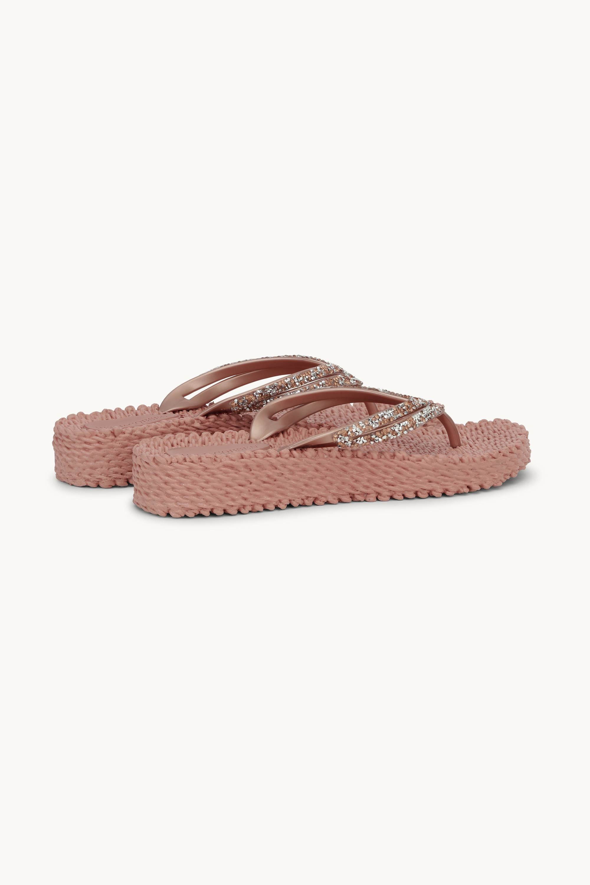 Platform Flip-flops Glitter Stones - Misty Rose