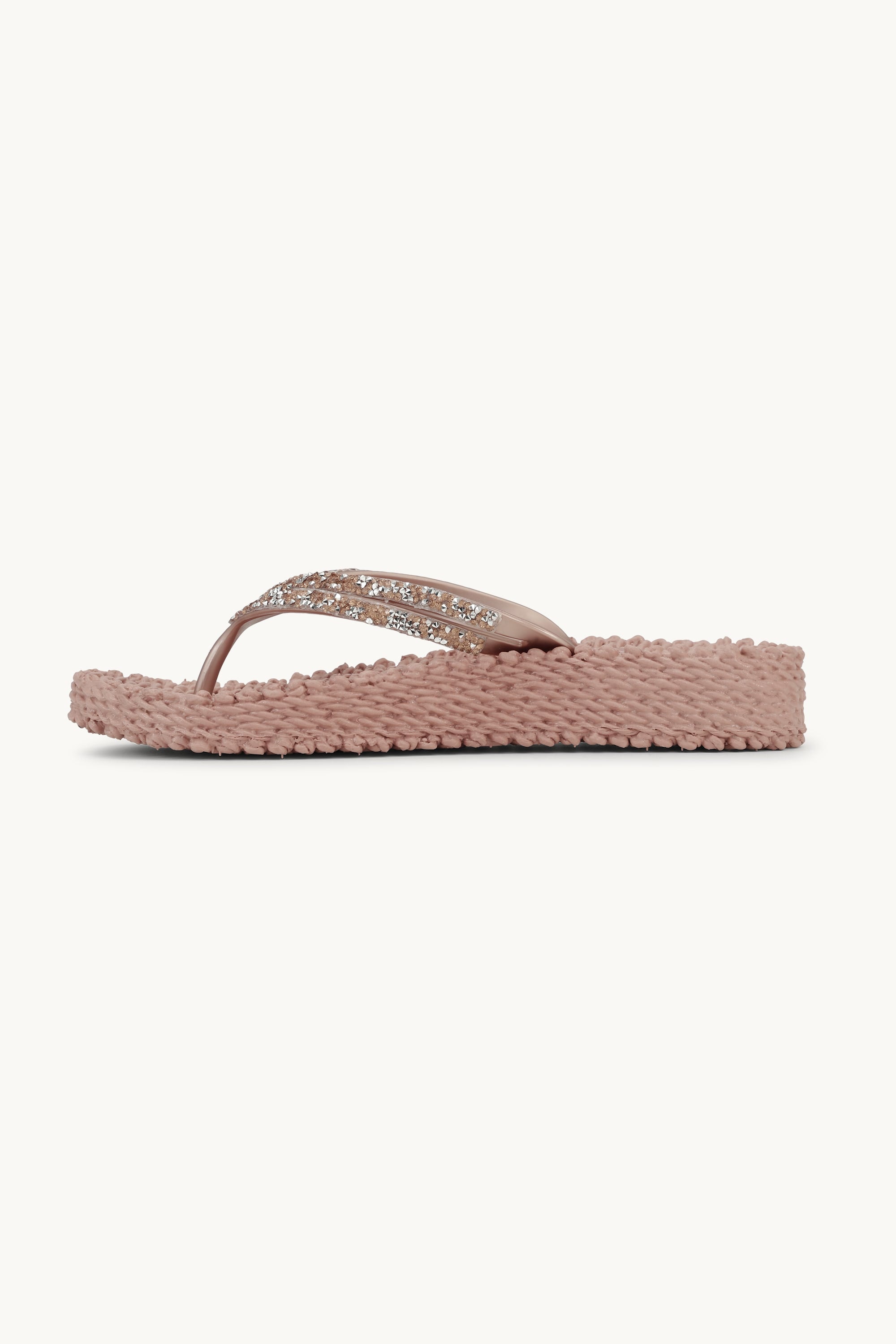 Platform Flip-flops Glitter Stones - Misty Rose