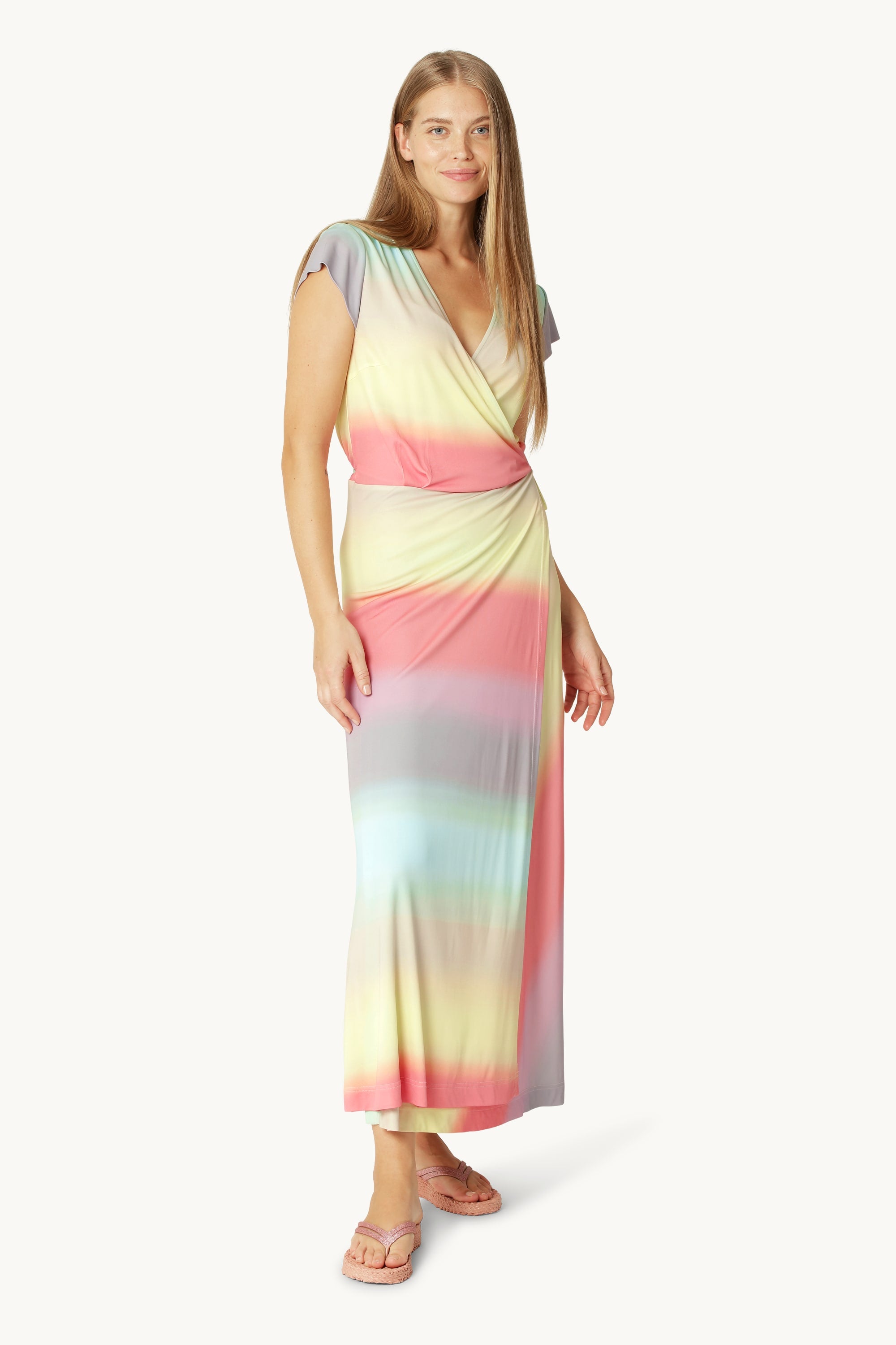 Robe Longue Portefeuille - Faded Sunset