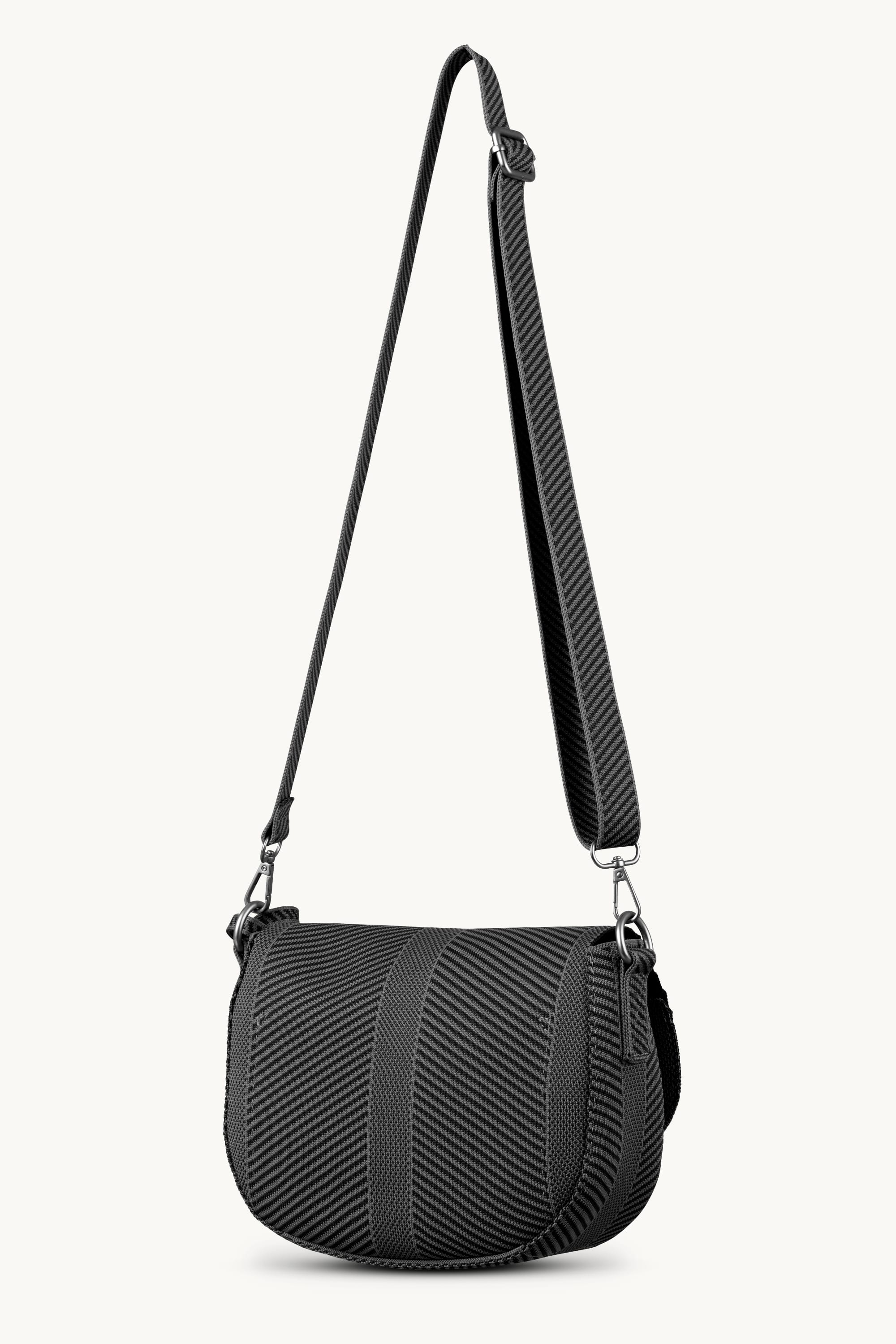 Knitted Crossbody Bag - Black Gun metal