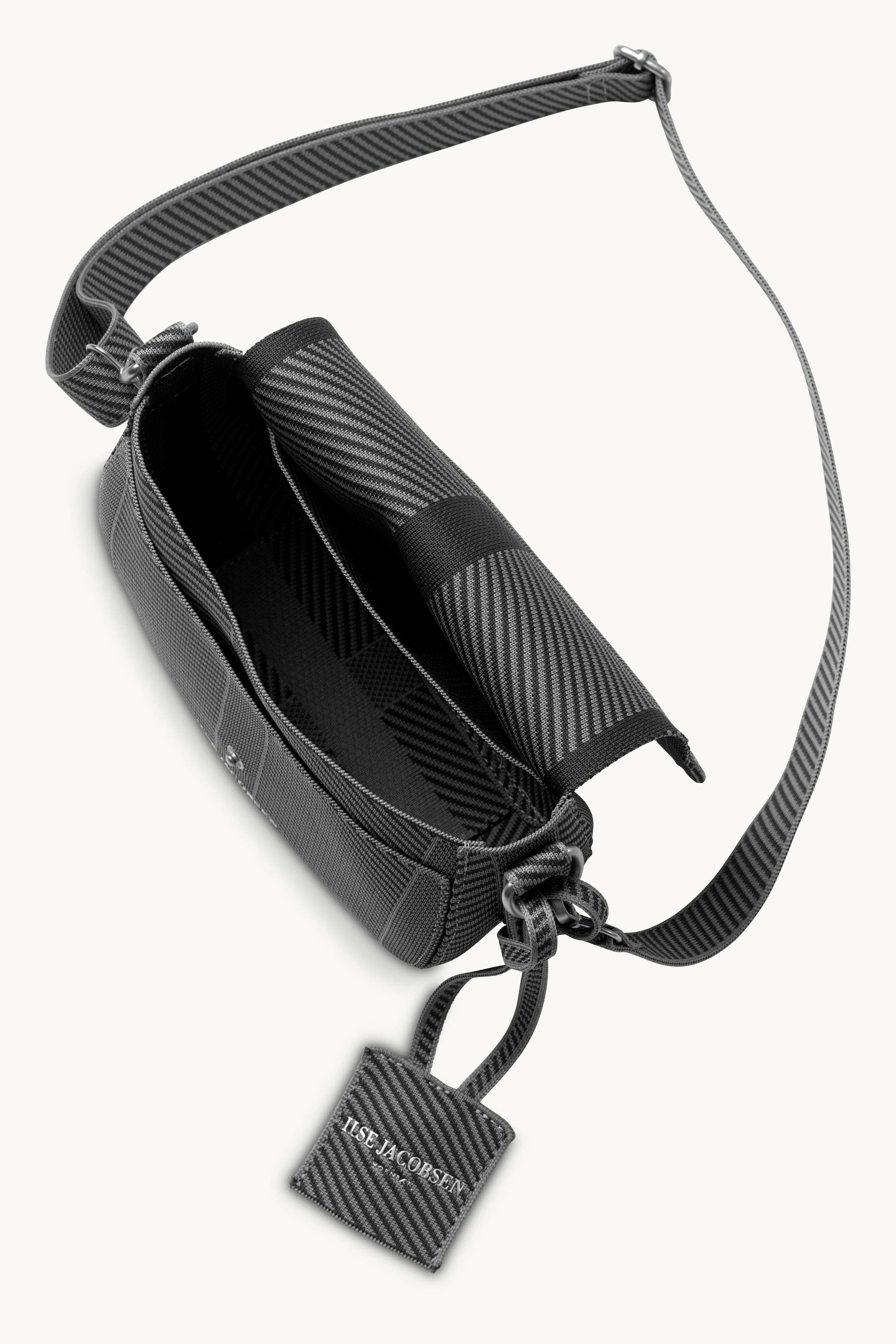 Knitted Crossbody Bag - Black Gun metal