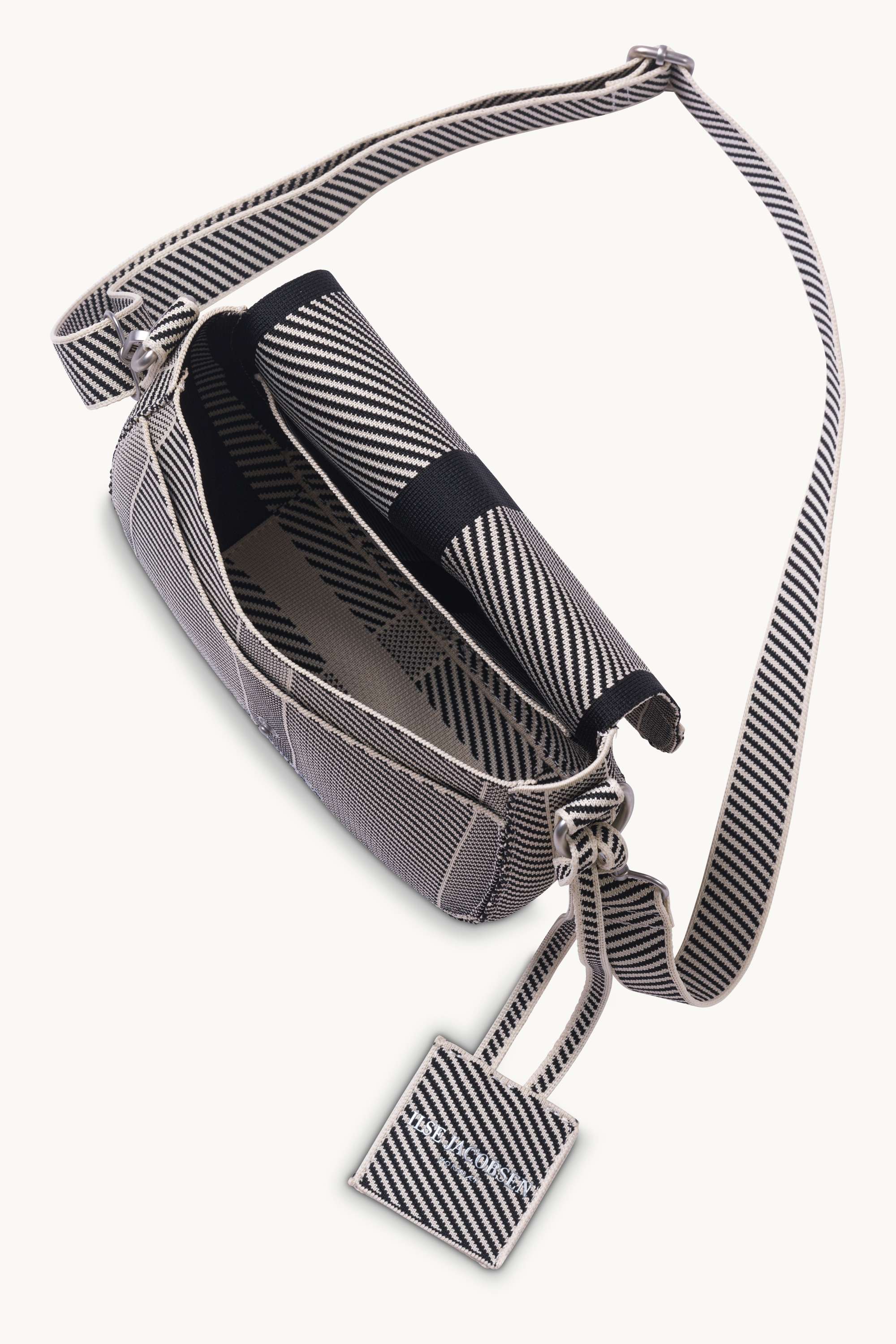 Knitted Crossbody Bag - Milk Creme Black
