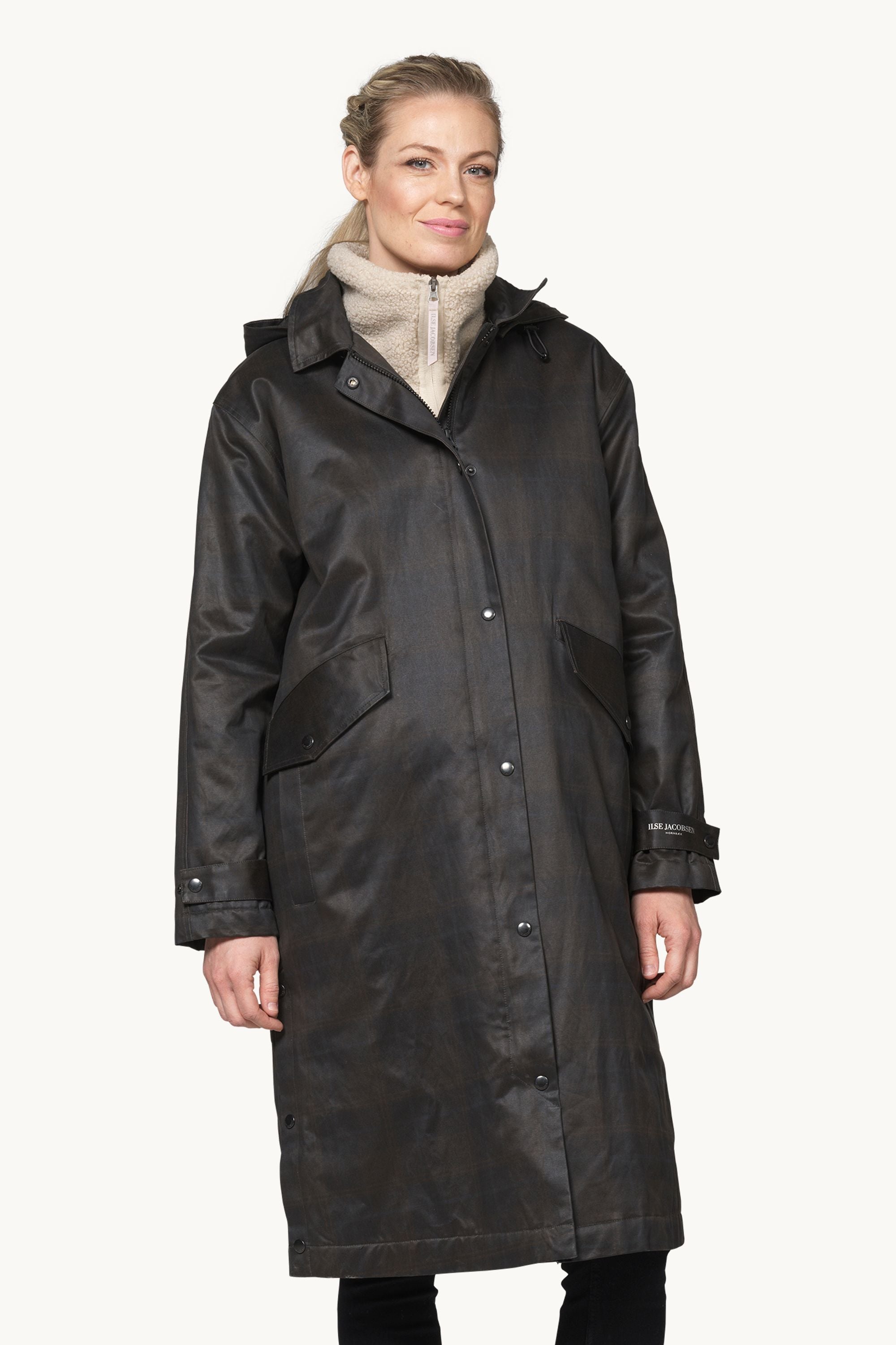 Padded Coat - Dark Brown Check