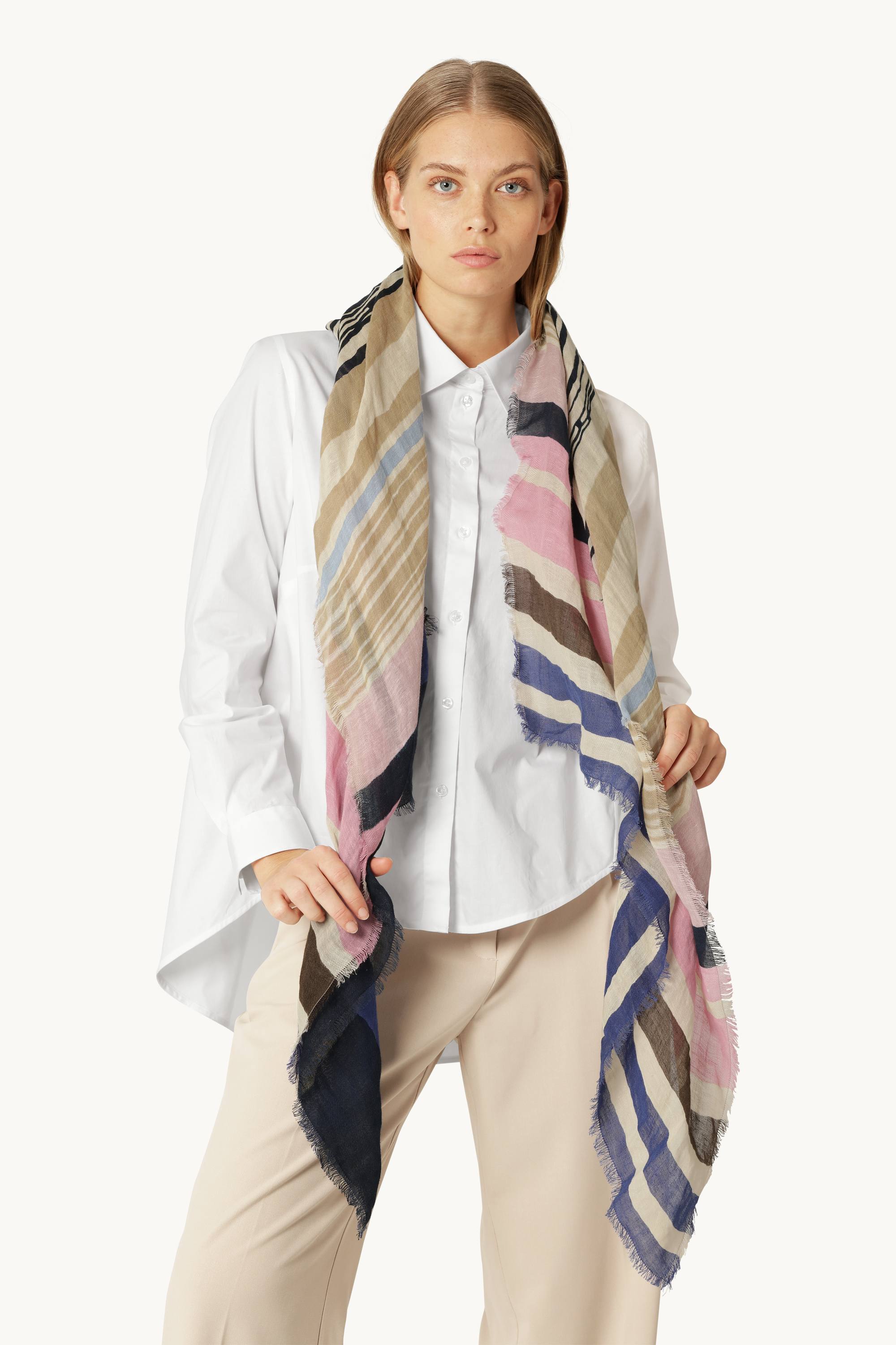 Écharpe Rayée - Beige Organic Stripe