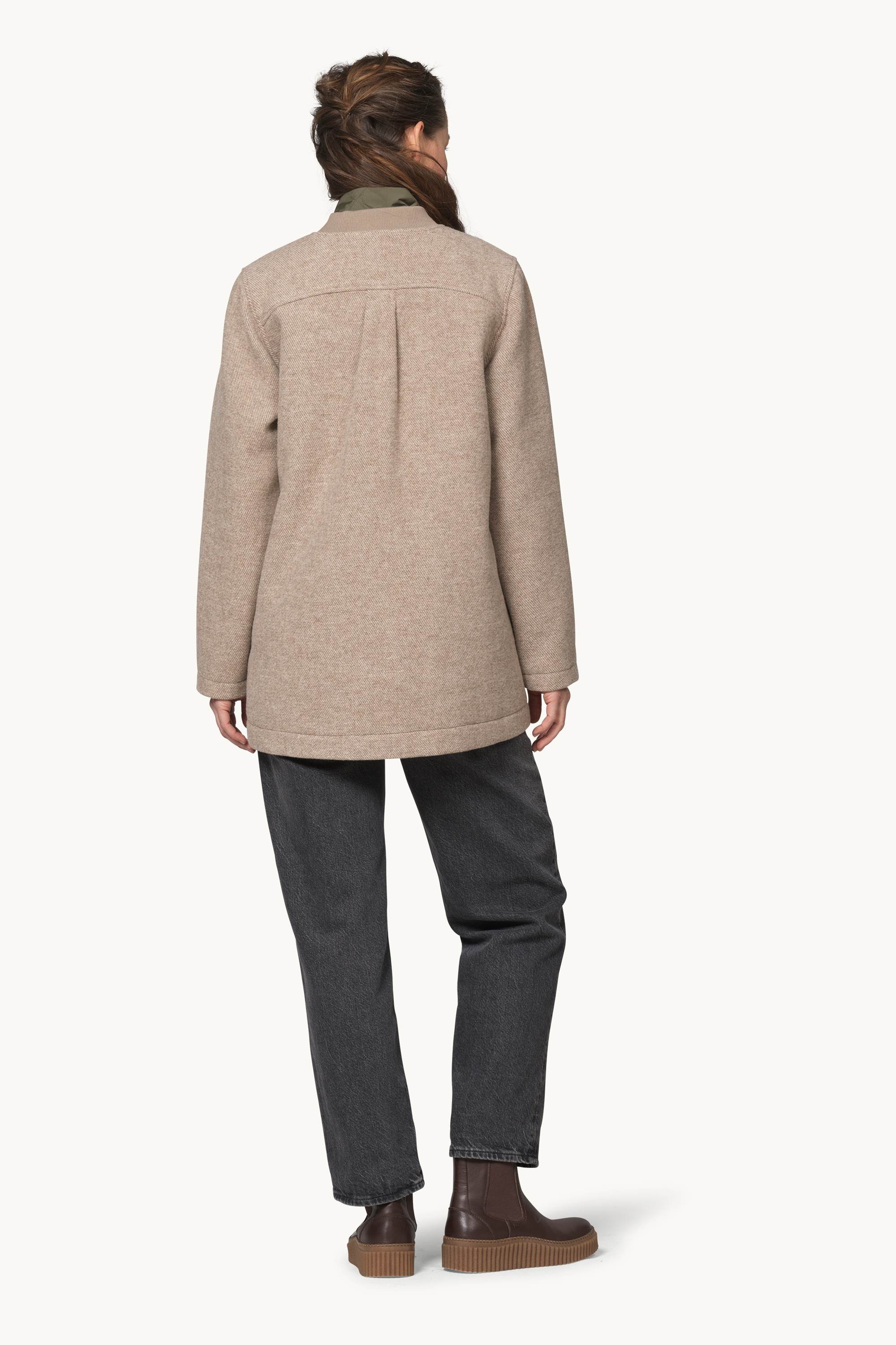 Zipped Jacket with Patched Pockets - Greige