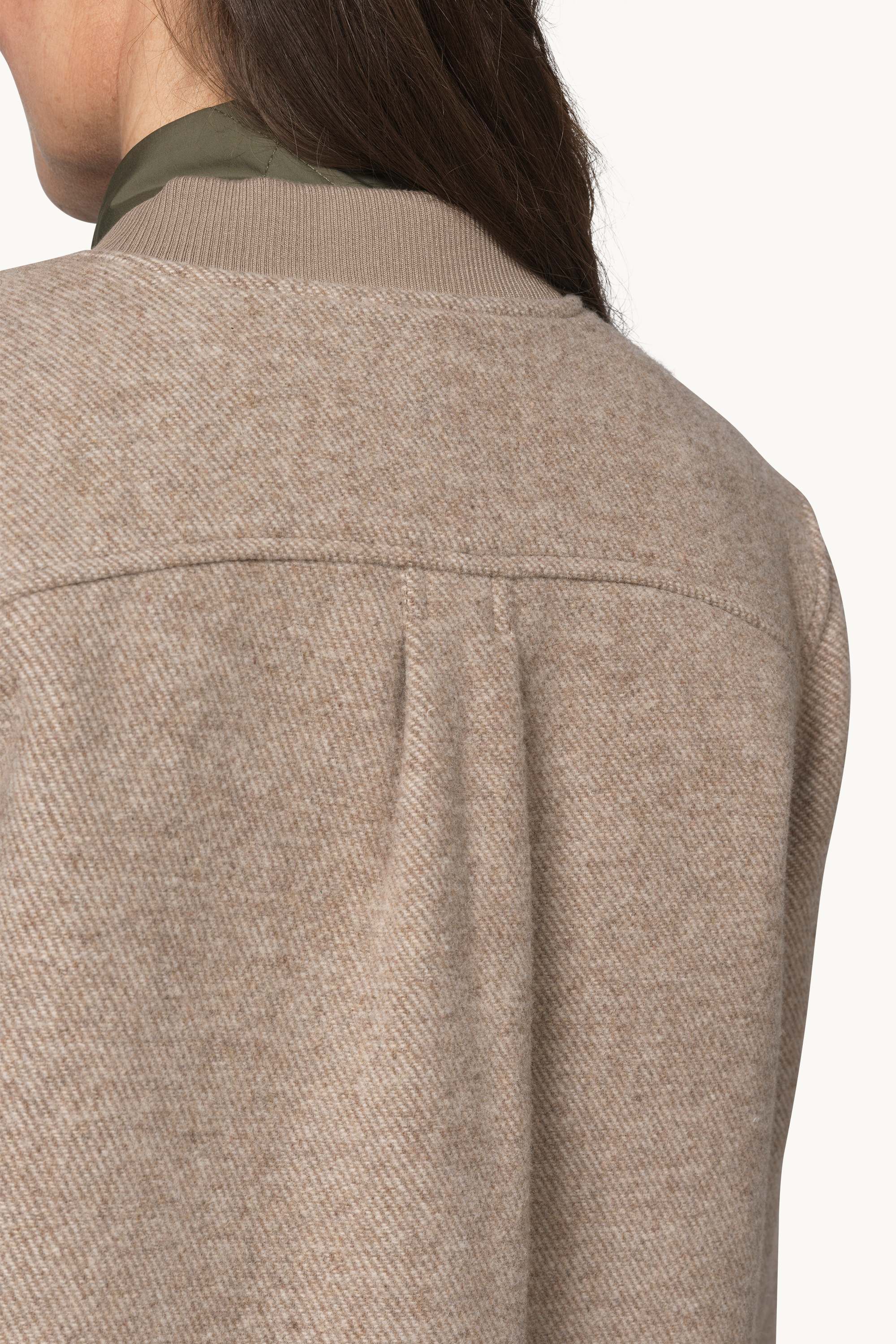 Zipped Jacket with Patched Pockets - Greige