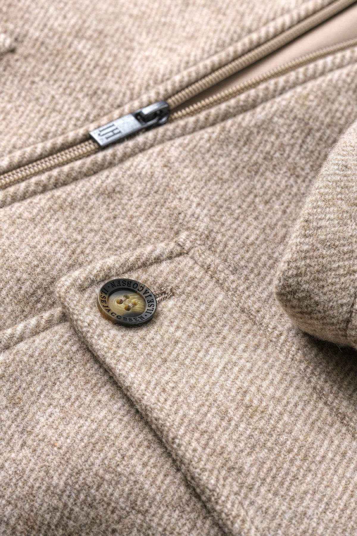 Zipped Jacket with Patched Pockets - Greige