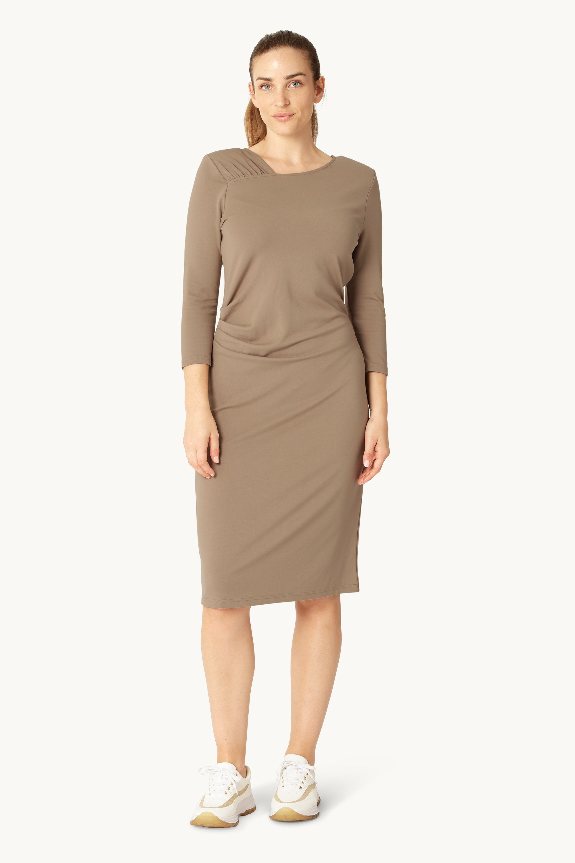 Dress With Pleats - Greige