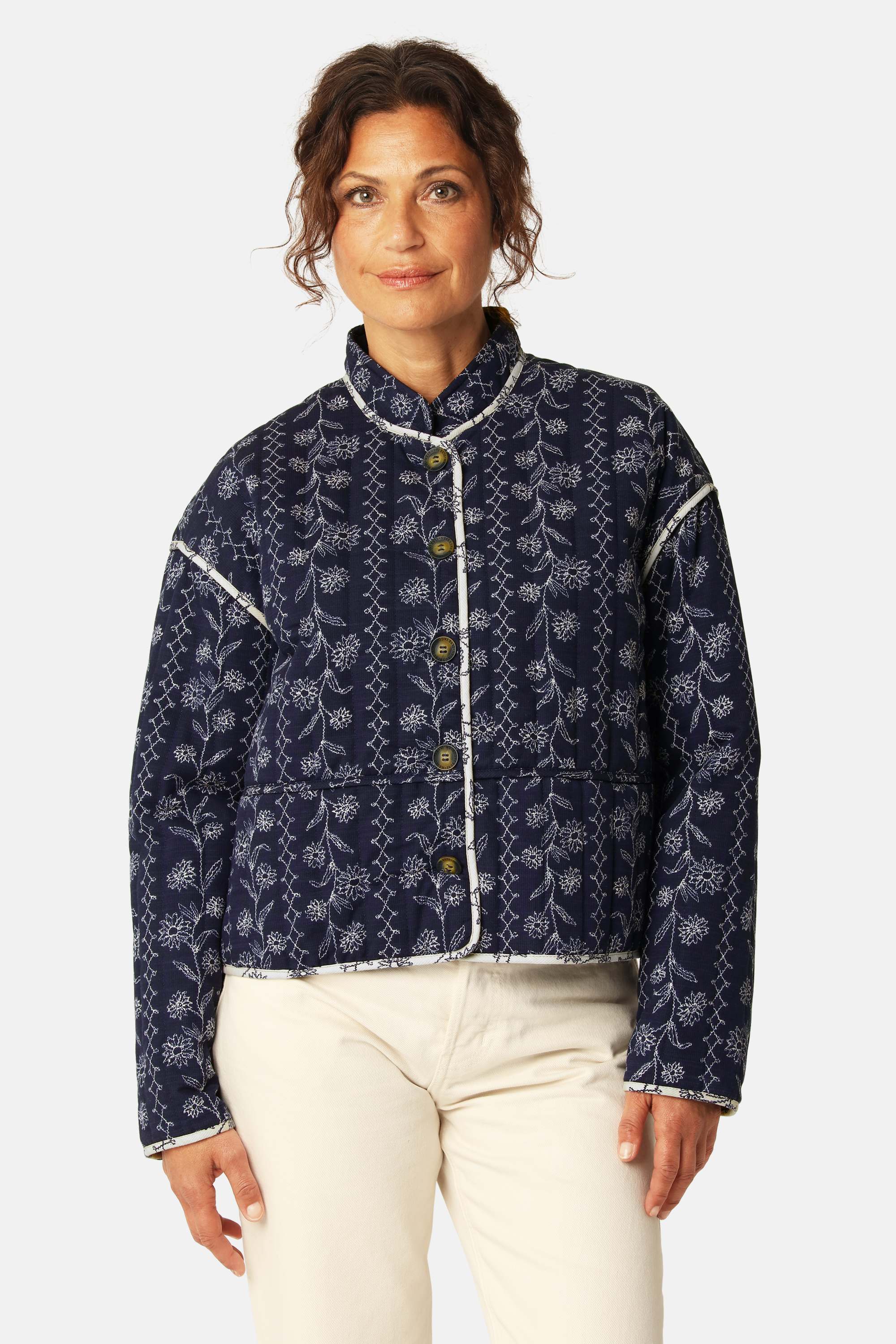 Short Padded Jacket - Dark Wildflower
