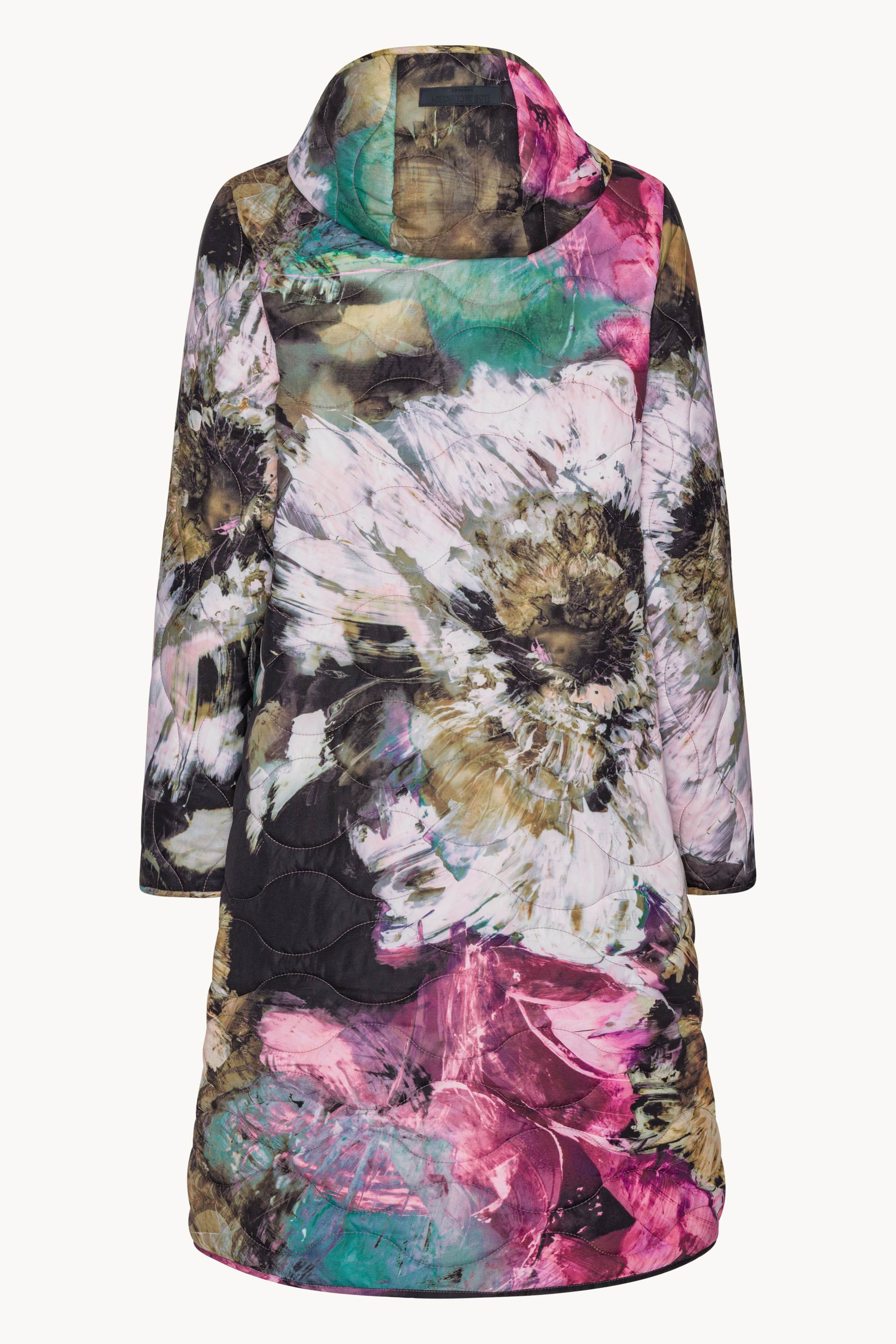 Manteau Long Matelassé - Artistic Flower Print