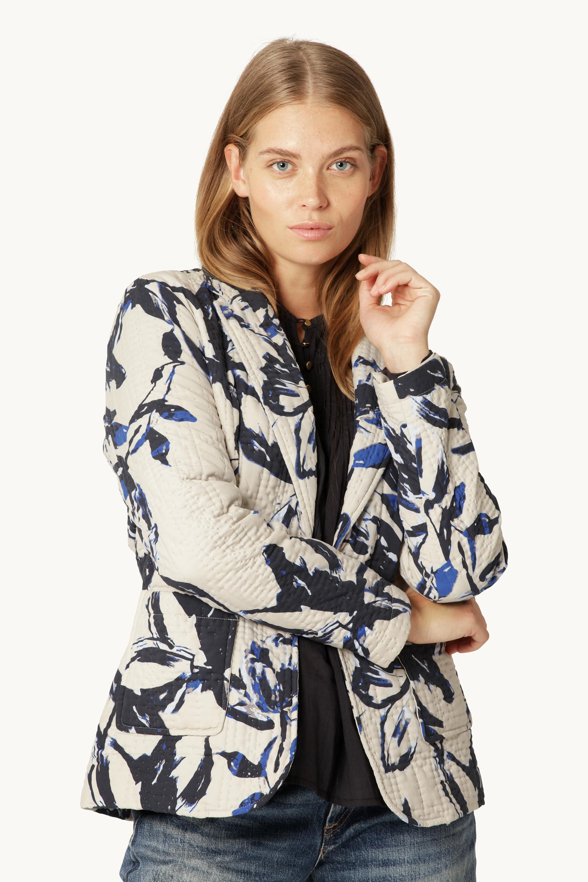 Blazer Matelassé - Beige Artsy Stroke Flower