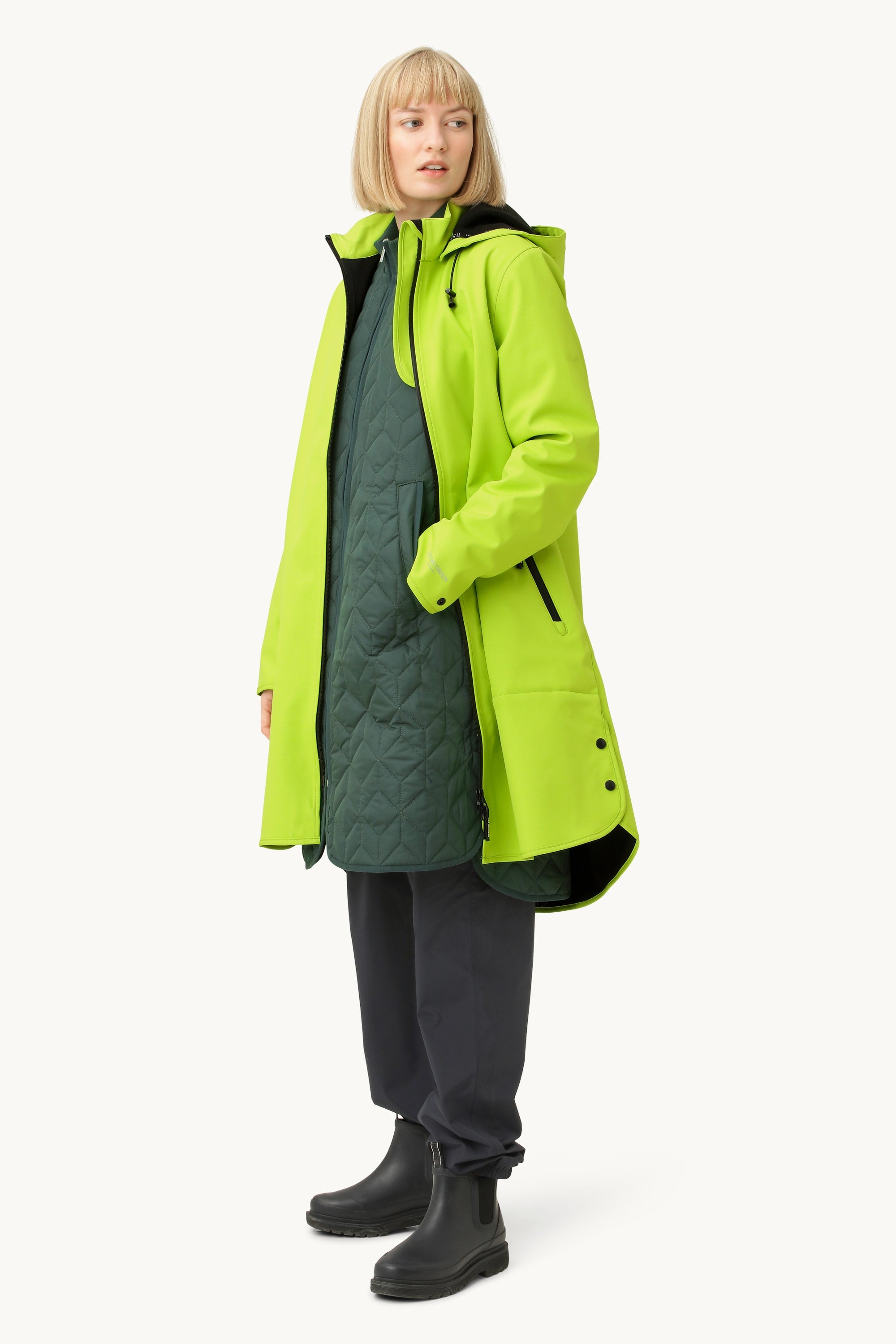 Softshell Raincoat A-line - Lime Green