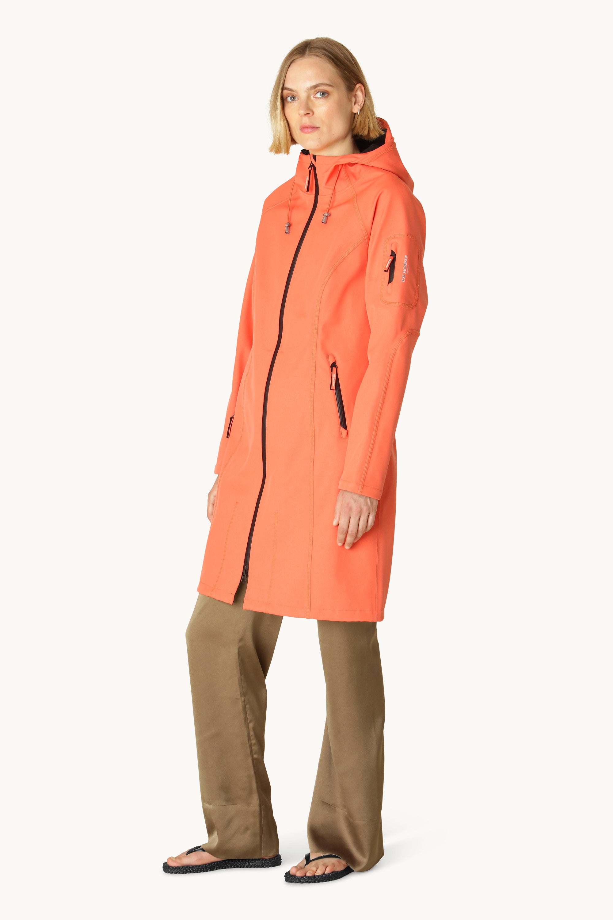 Long Softshell Raincoat - Hot Orange