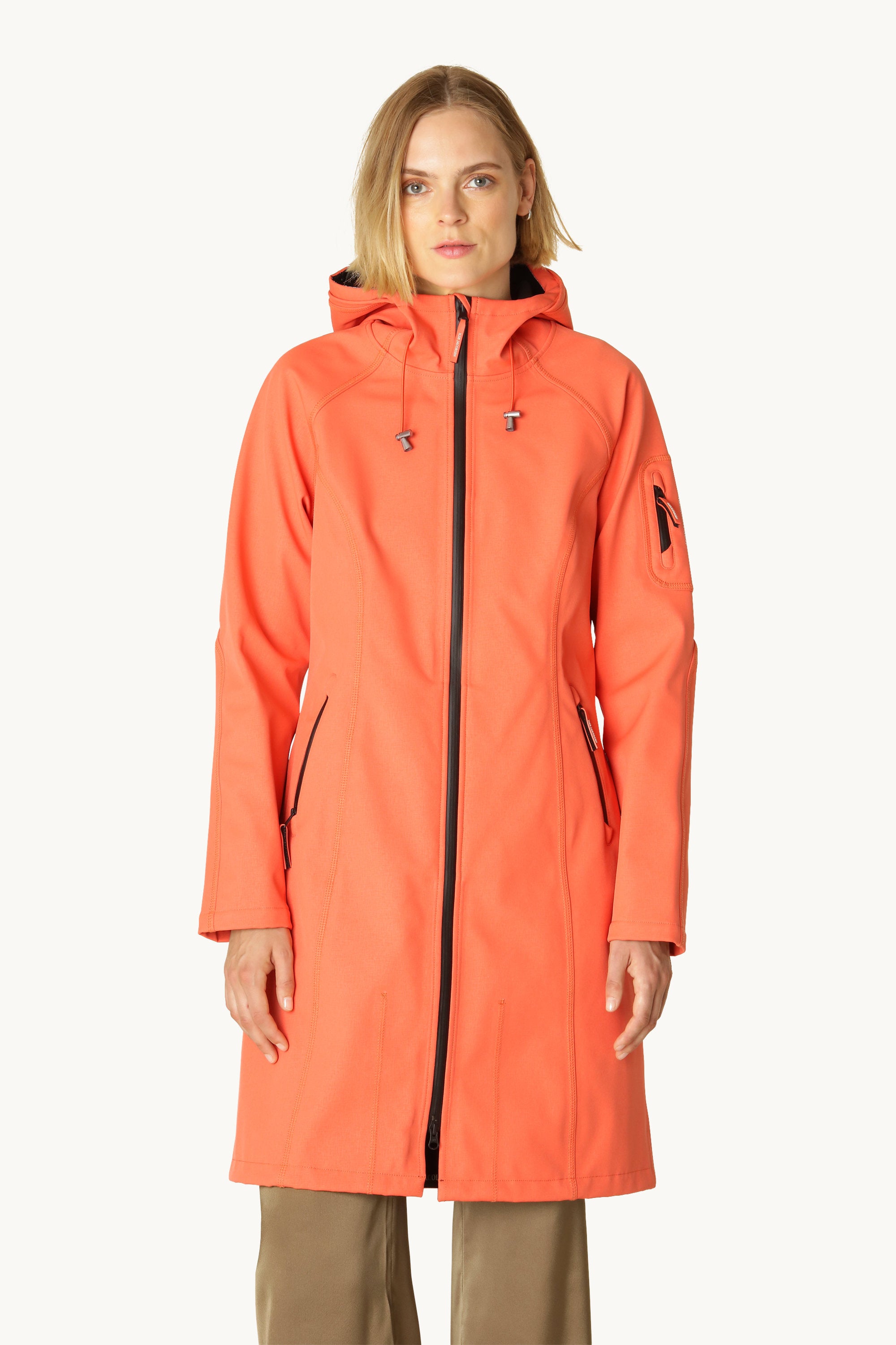 Long Softshell Raincoat - Hot Orange