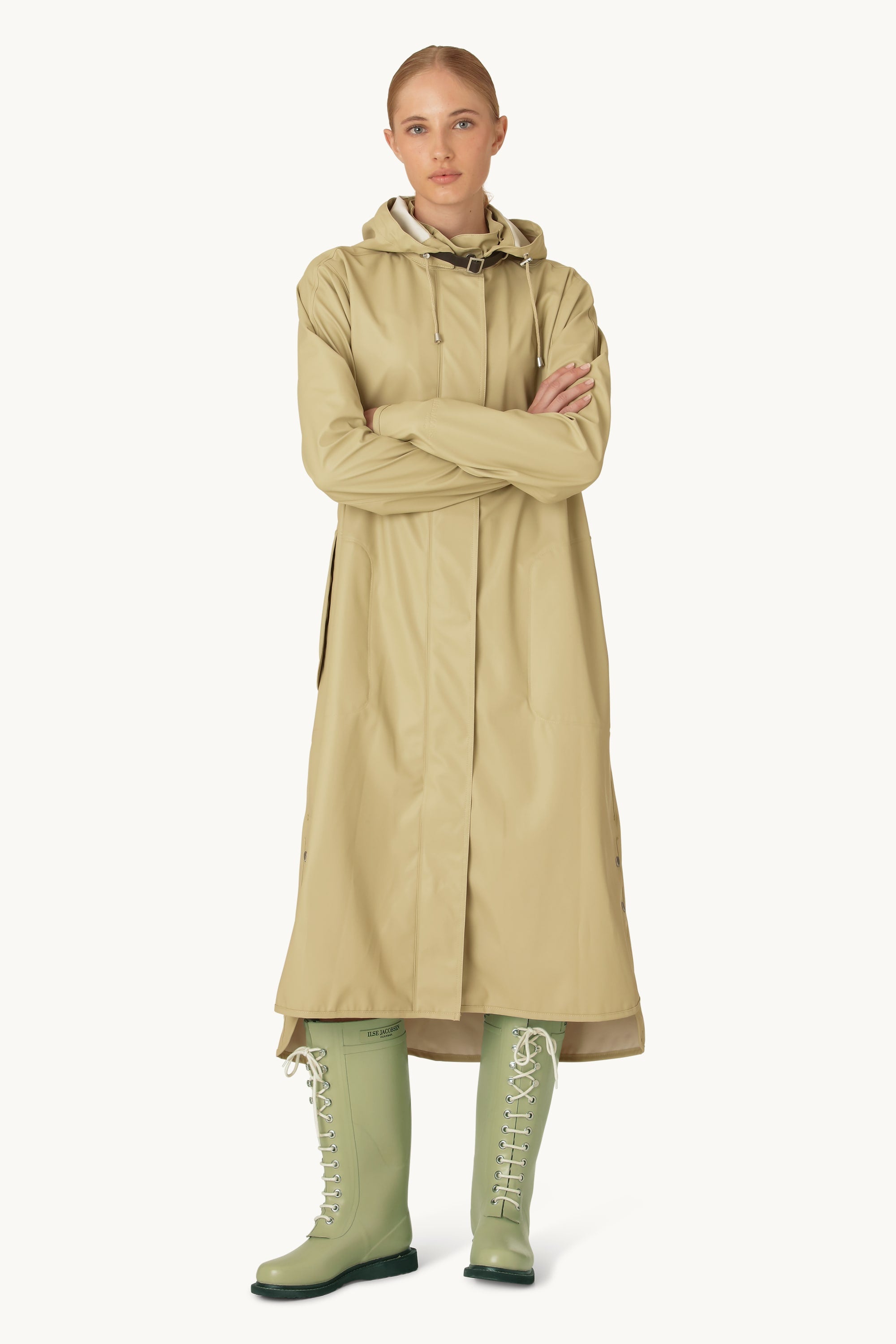 Long Light Raincoat - Olive Grass