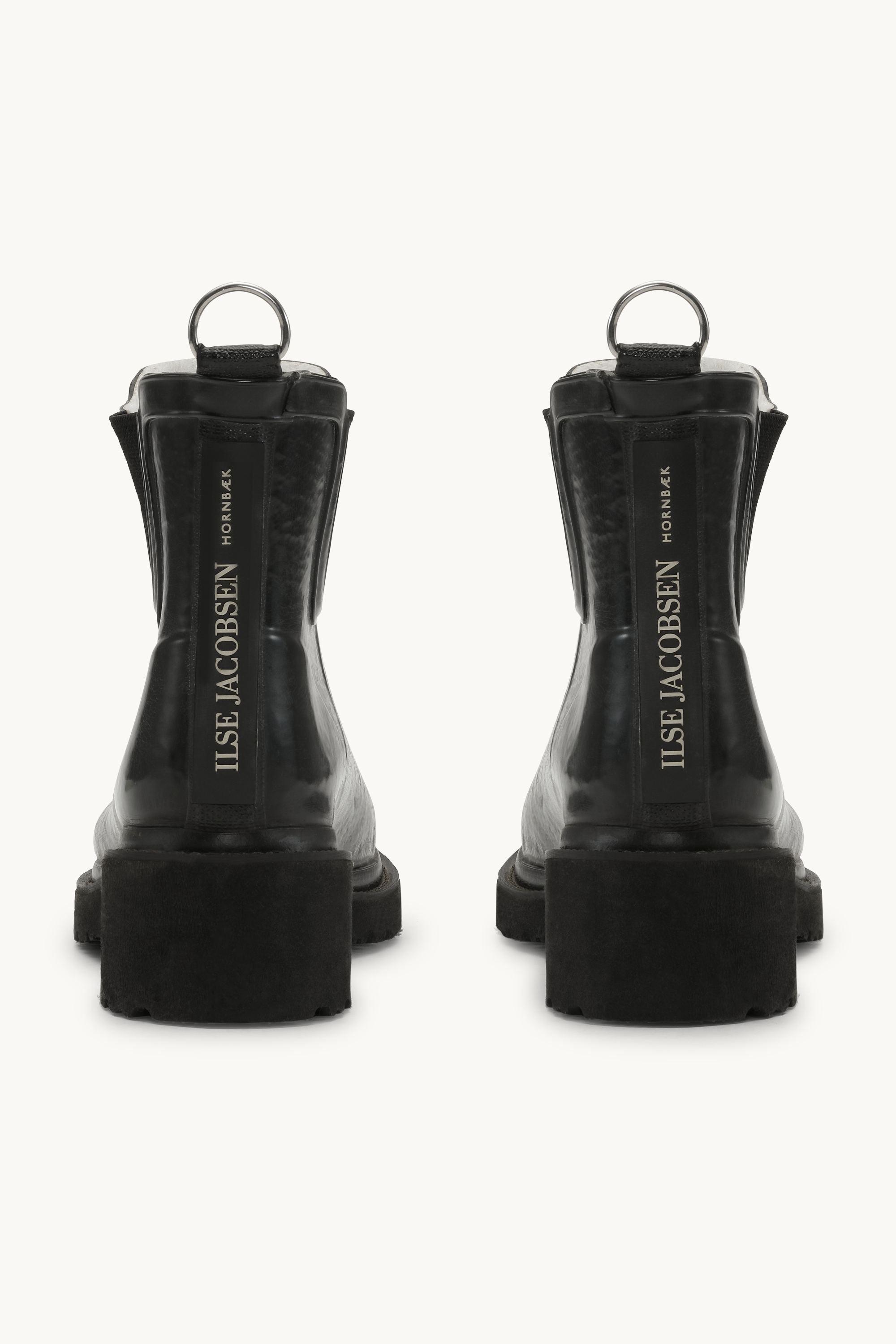 Short Rubber Boots With High Heel - Black