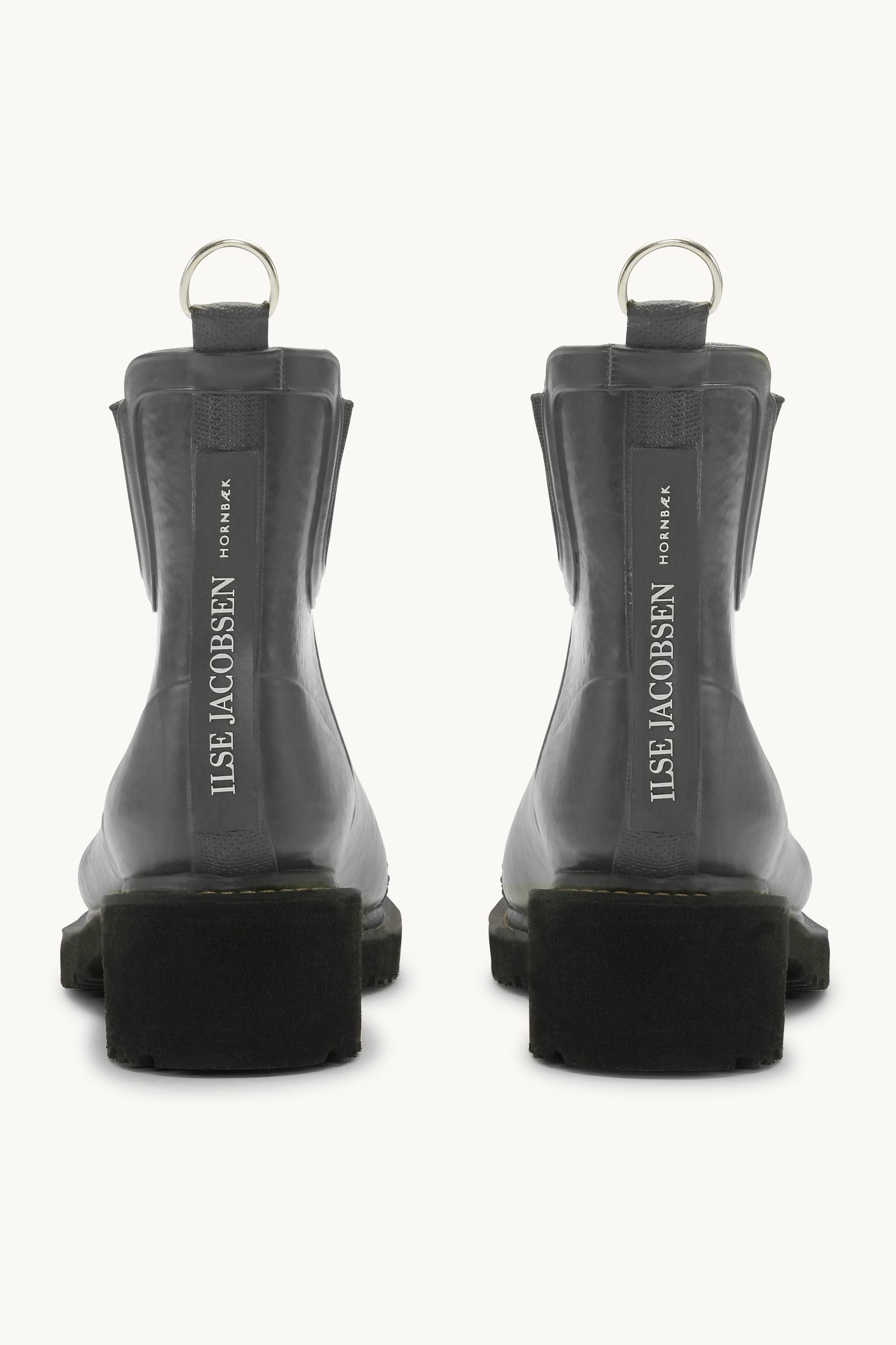 Short Rubber Boots With High Heel - Grey