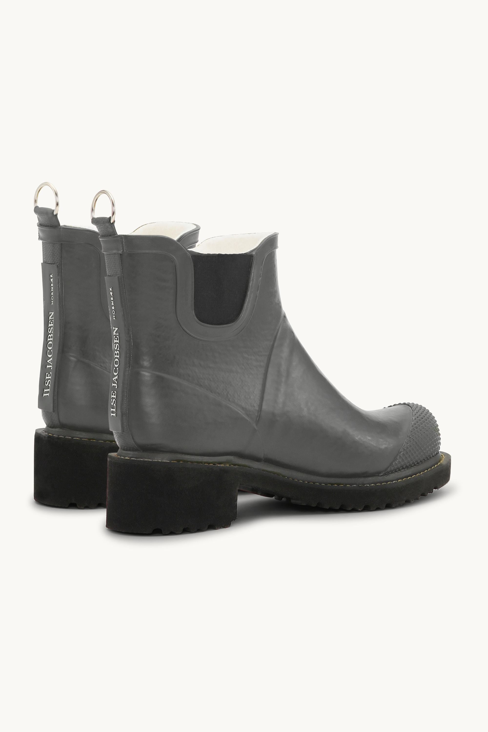 Short Rubber Boots With High Heel - Grey