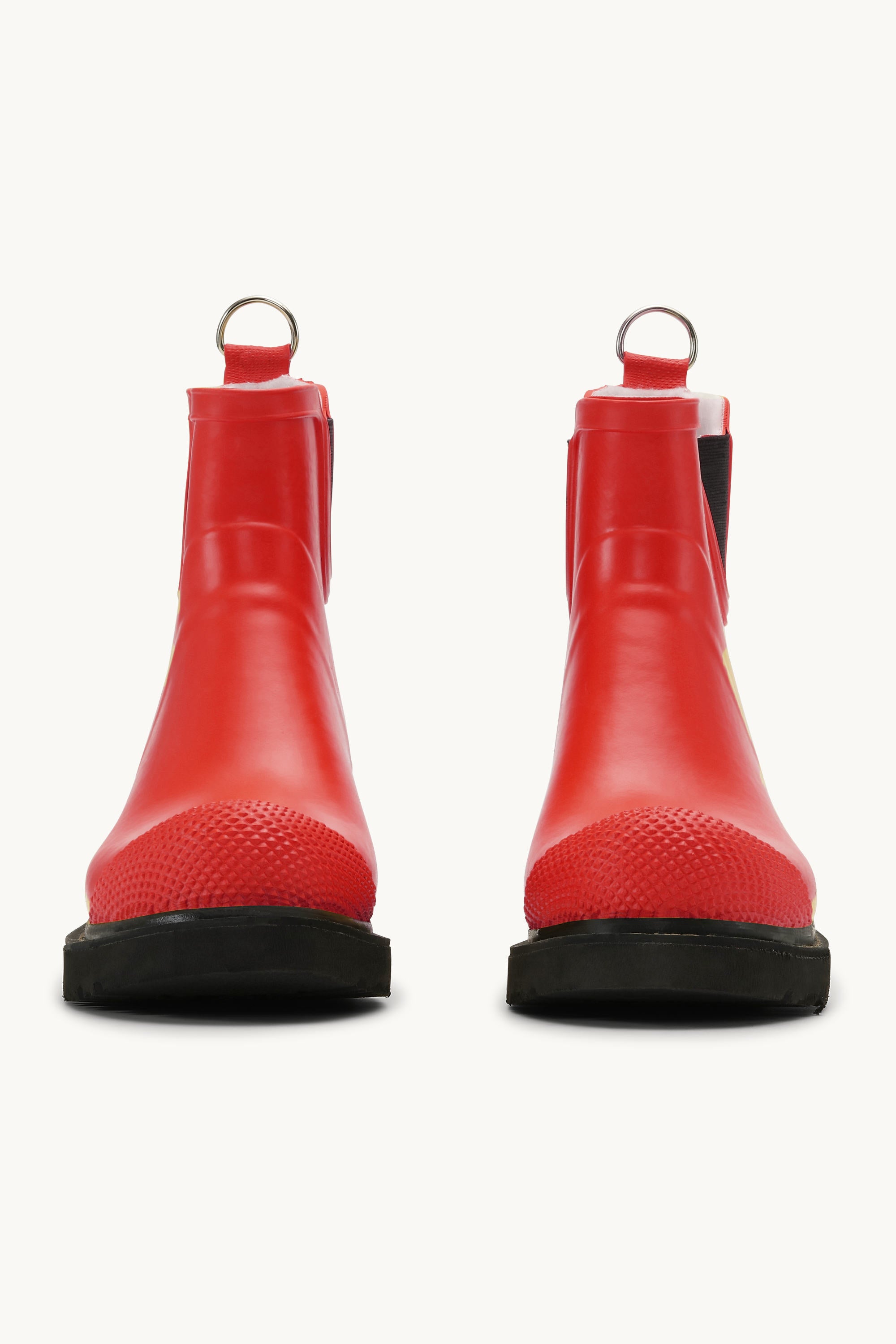 Short Rubber Boots With High Heel - Deep Red