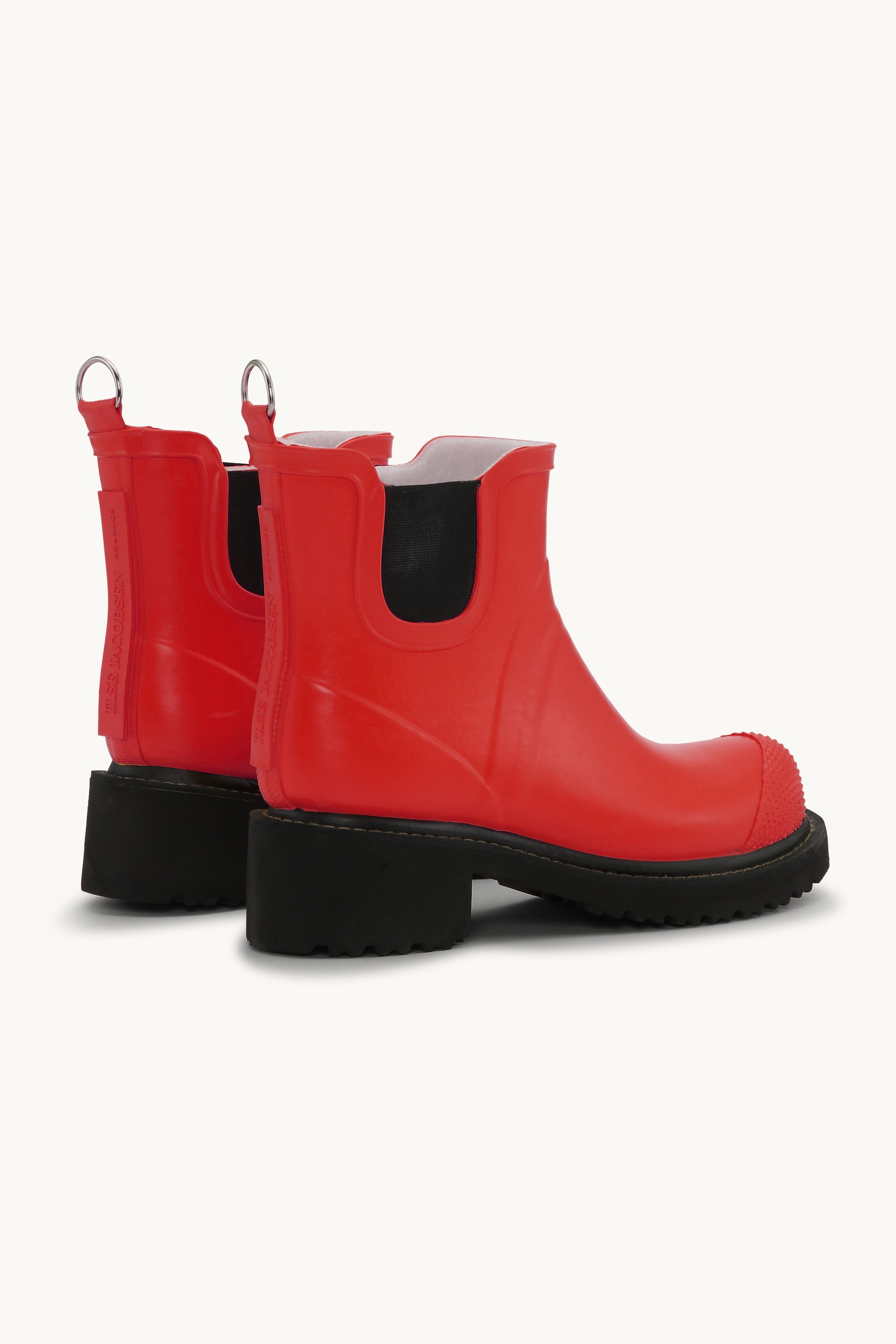 Short Rubber Boots With High Heel - Deep Red