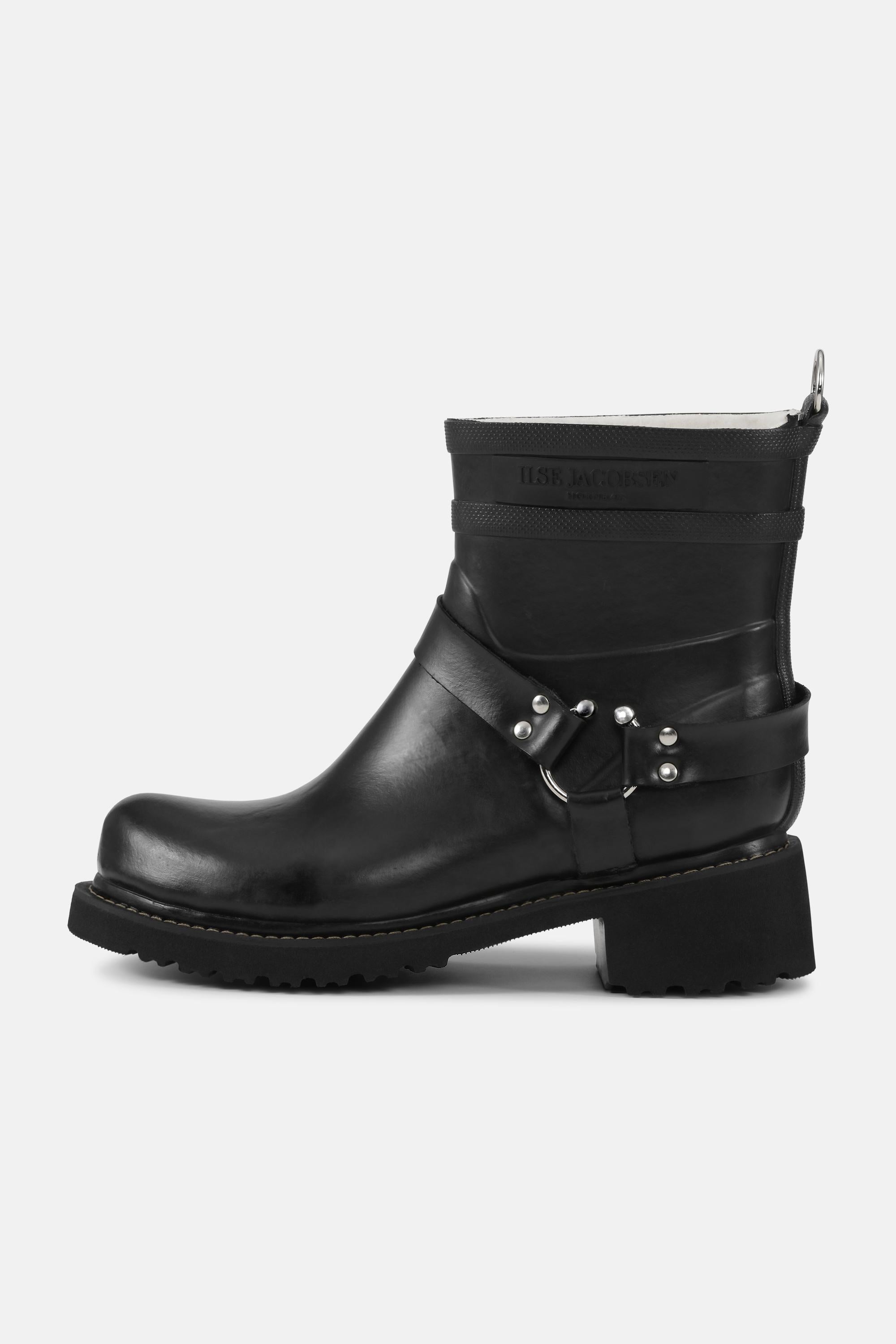 Short Biker Rubber Boots - Black Black
