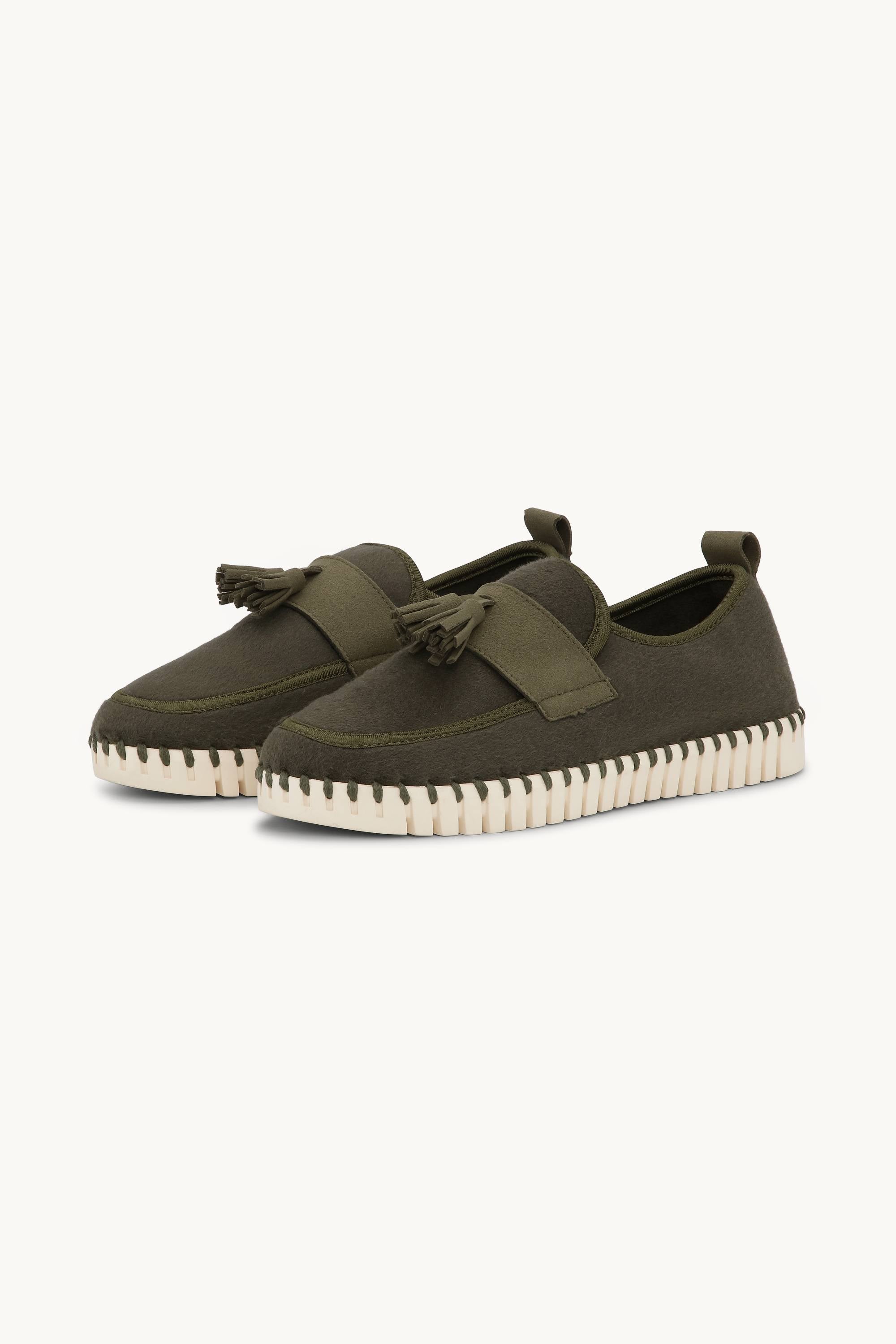 Tulip Wool Loafer - Army Pearled Ivory