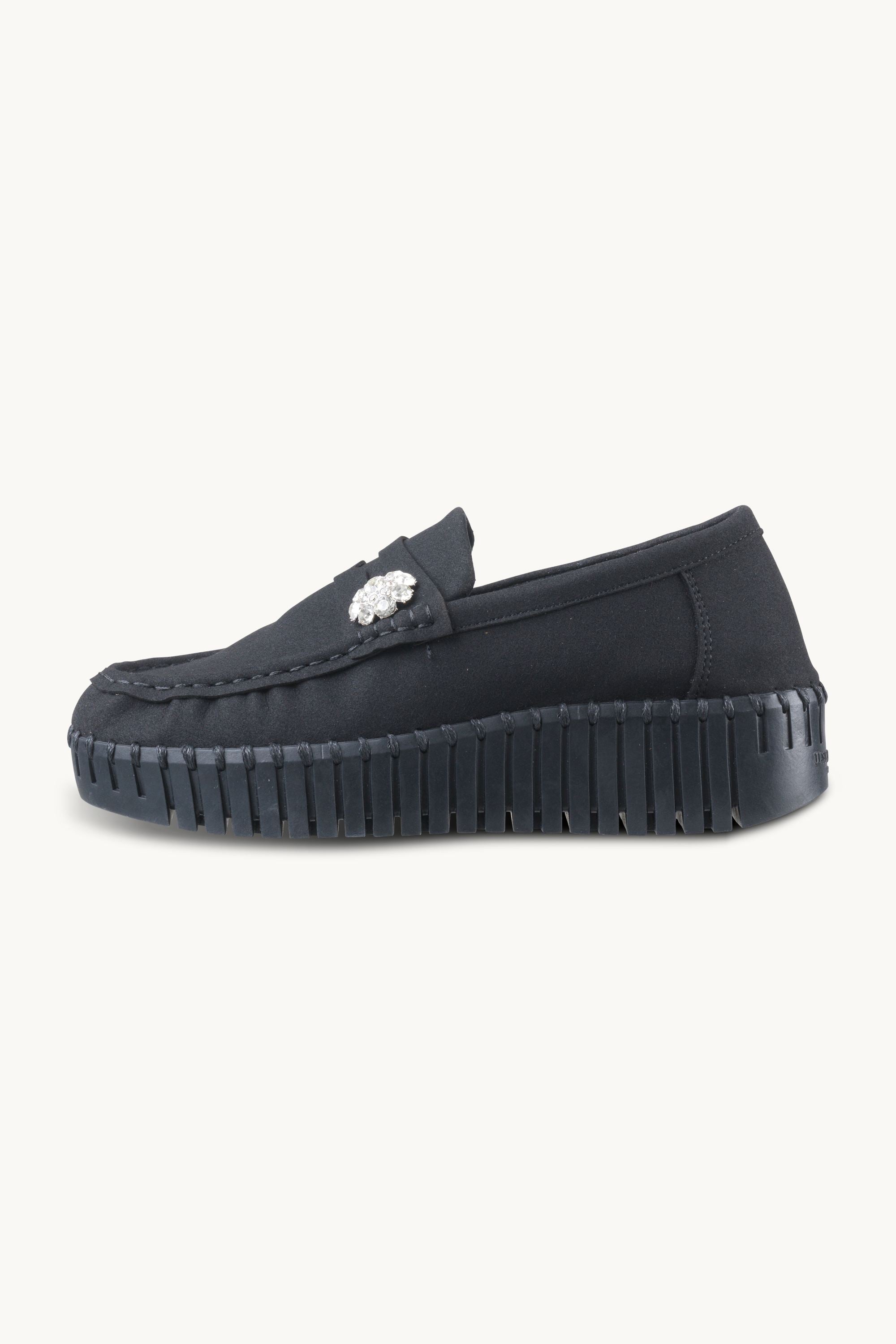 Tulip Penny Loafer Wedge - Black Black