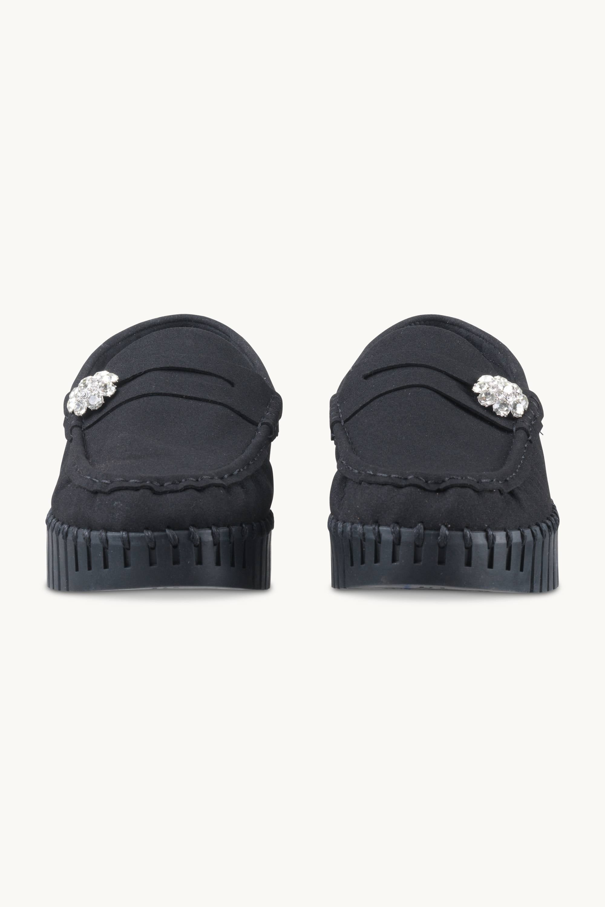 Tulip Penny Loafer Wedge - Black Black