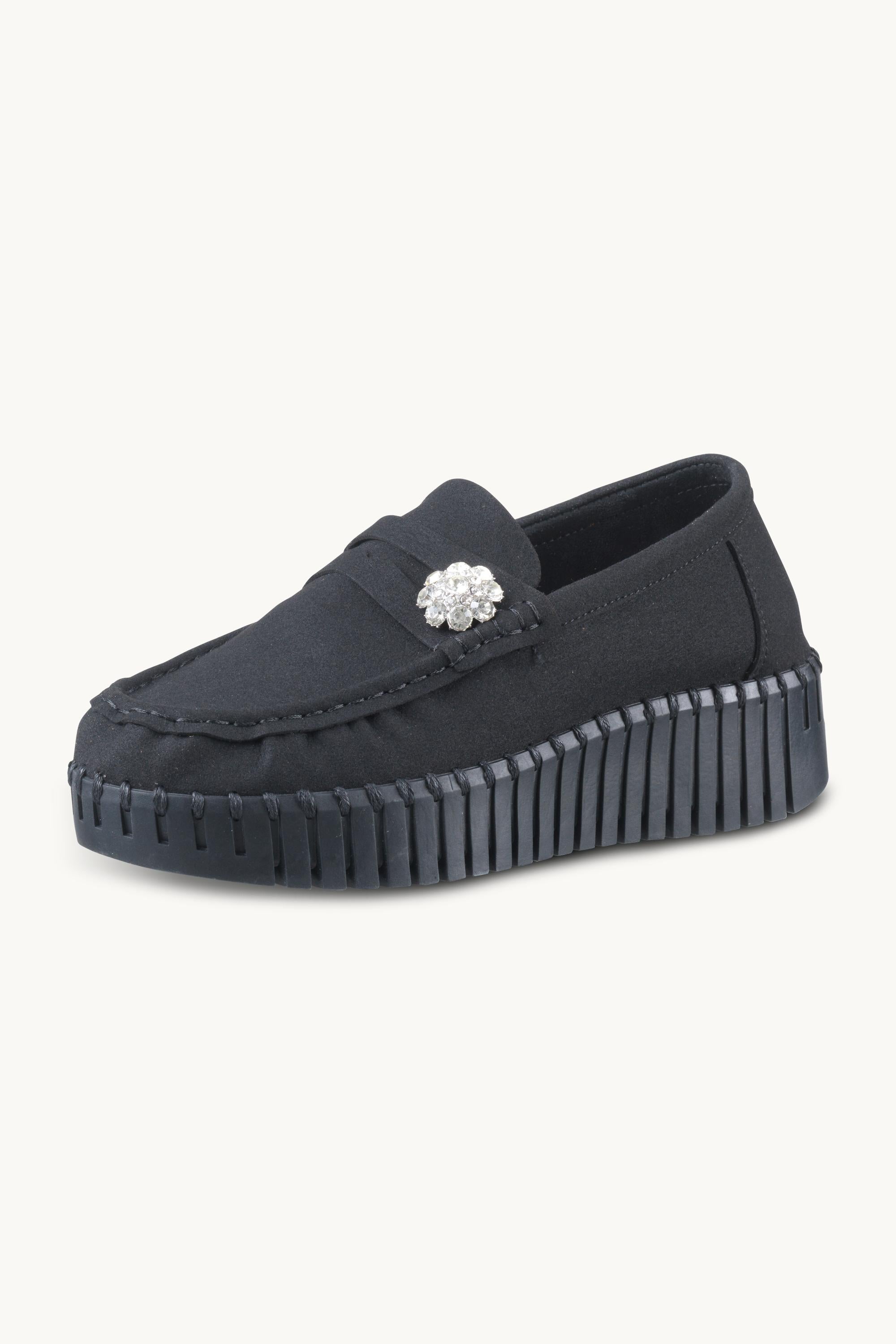 Tulip Penny Loafer Wedge - Black Black