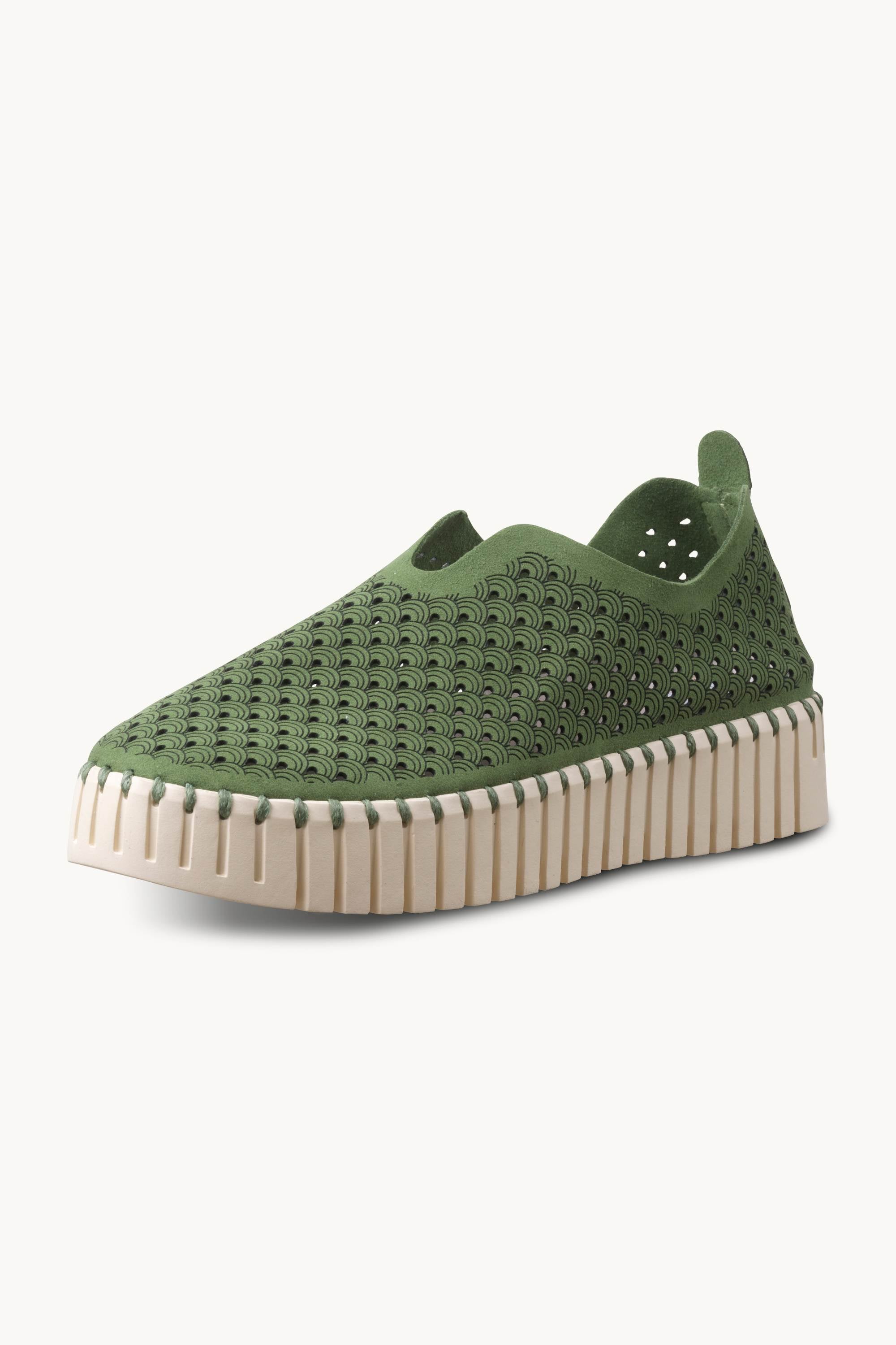 Platform Tulip Flats - Artichoke Green Pearled Ivory