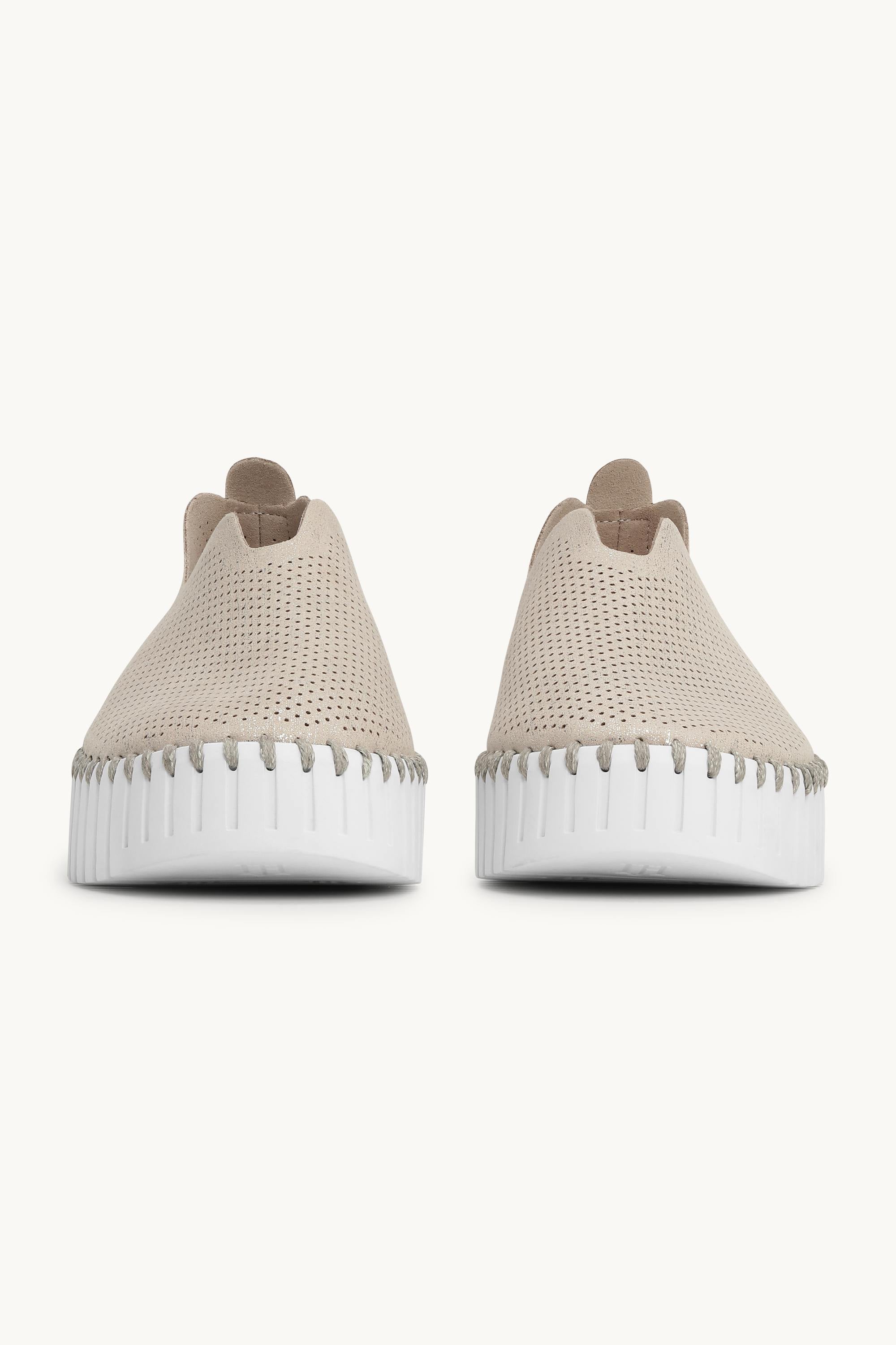 Platform Tulip Sko Glitter - Silver White