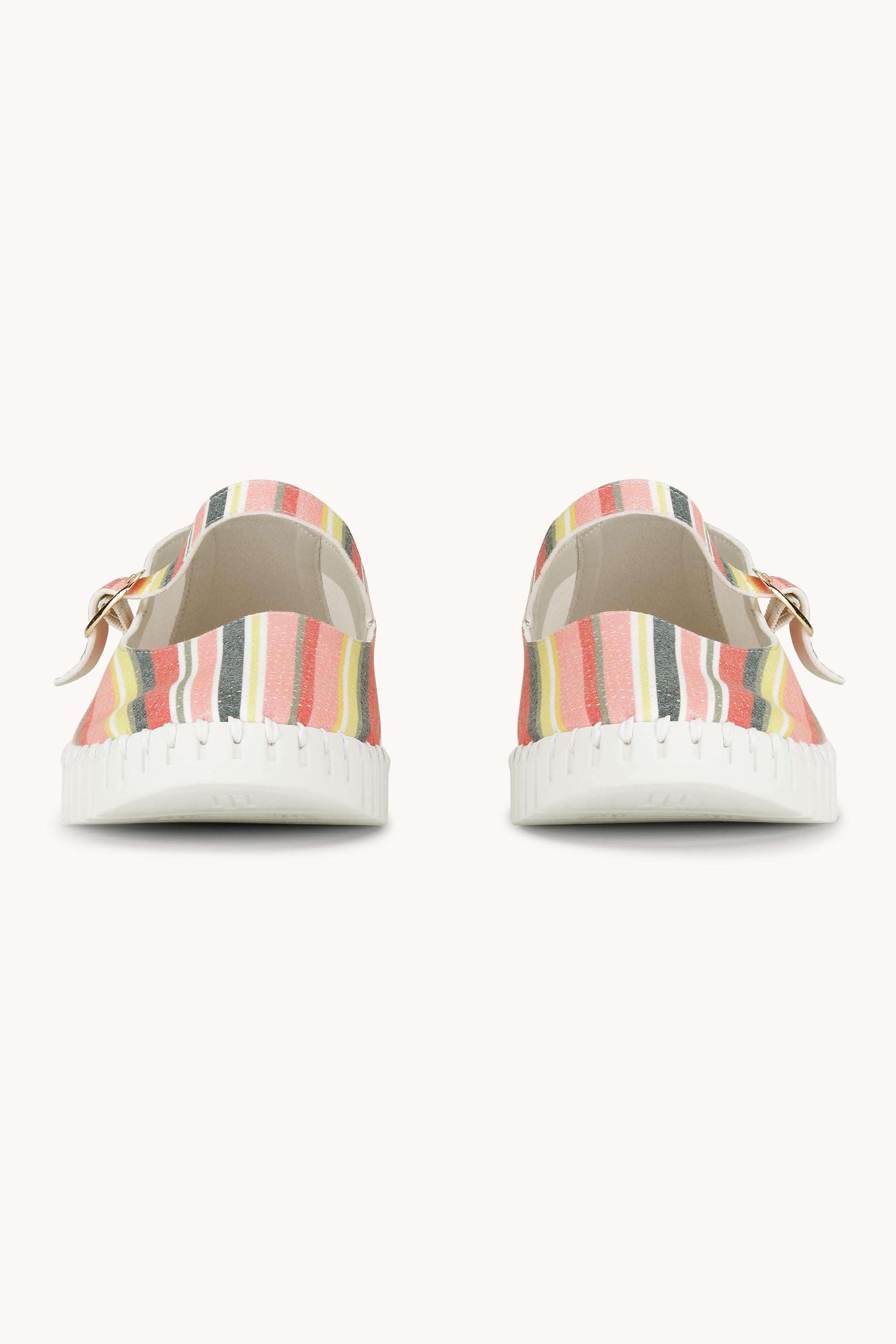 Ballerines Rayées - Peach Bud White