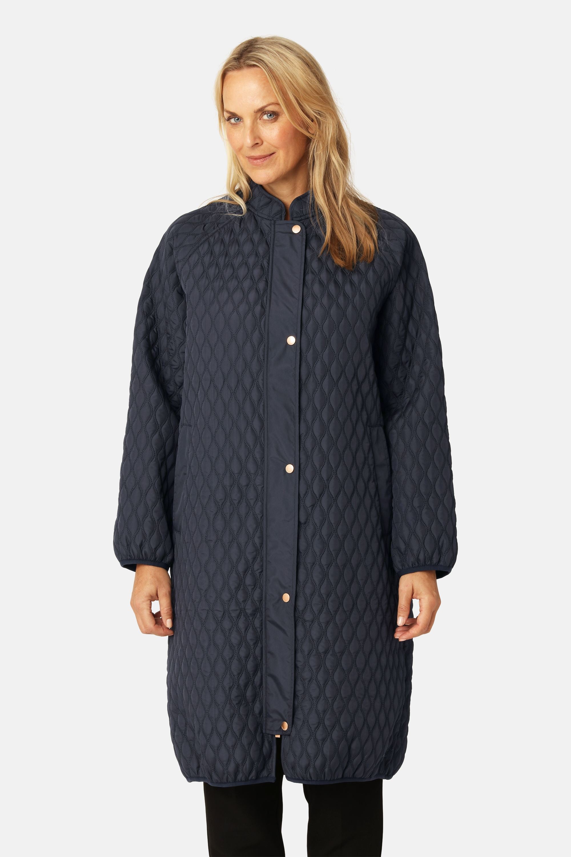 Long Quilt Coat - Dark Indigo