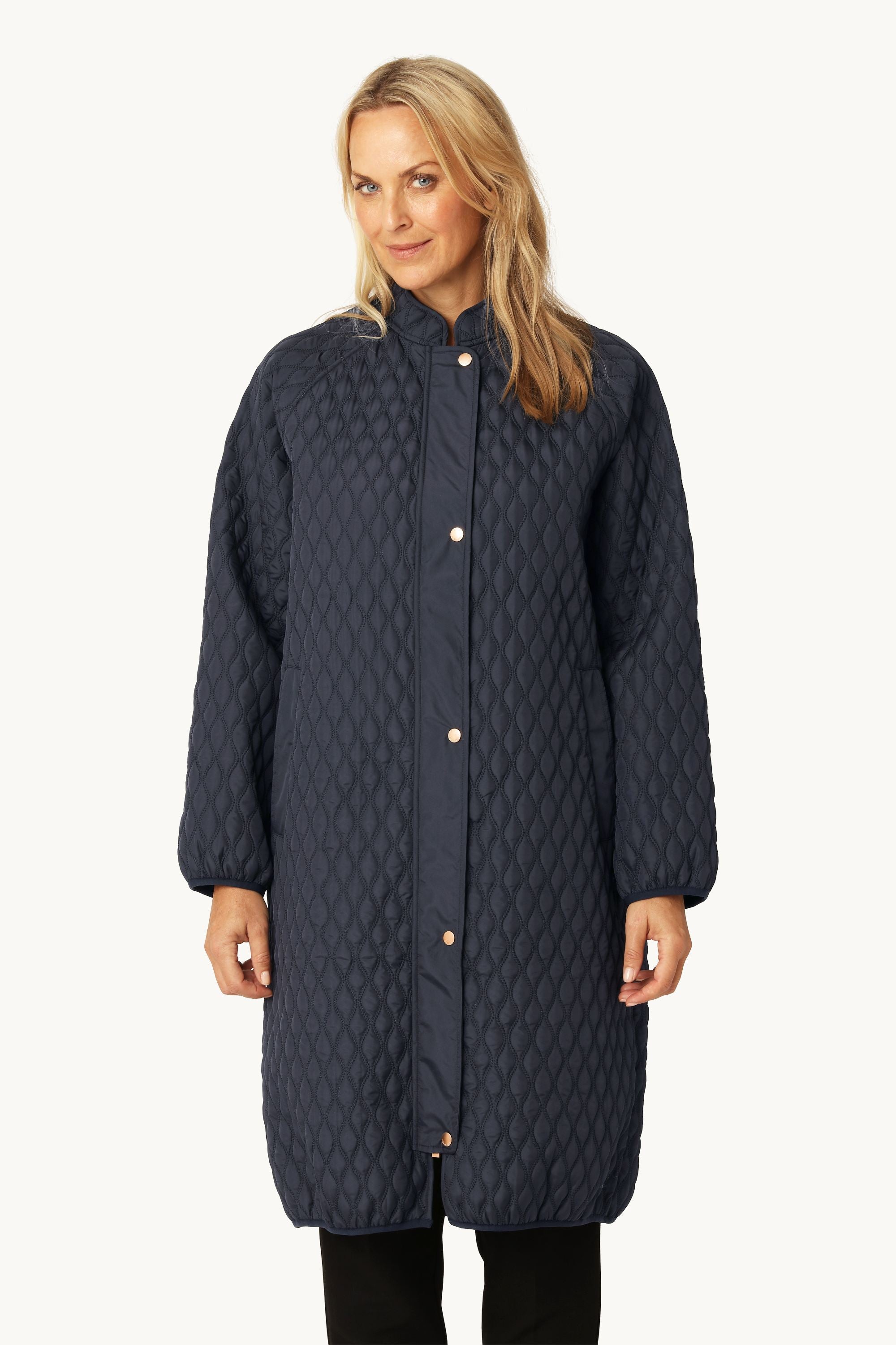Long Quilt Coat - Dark Indigo