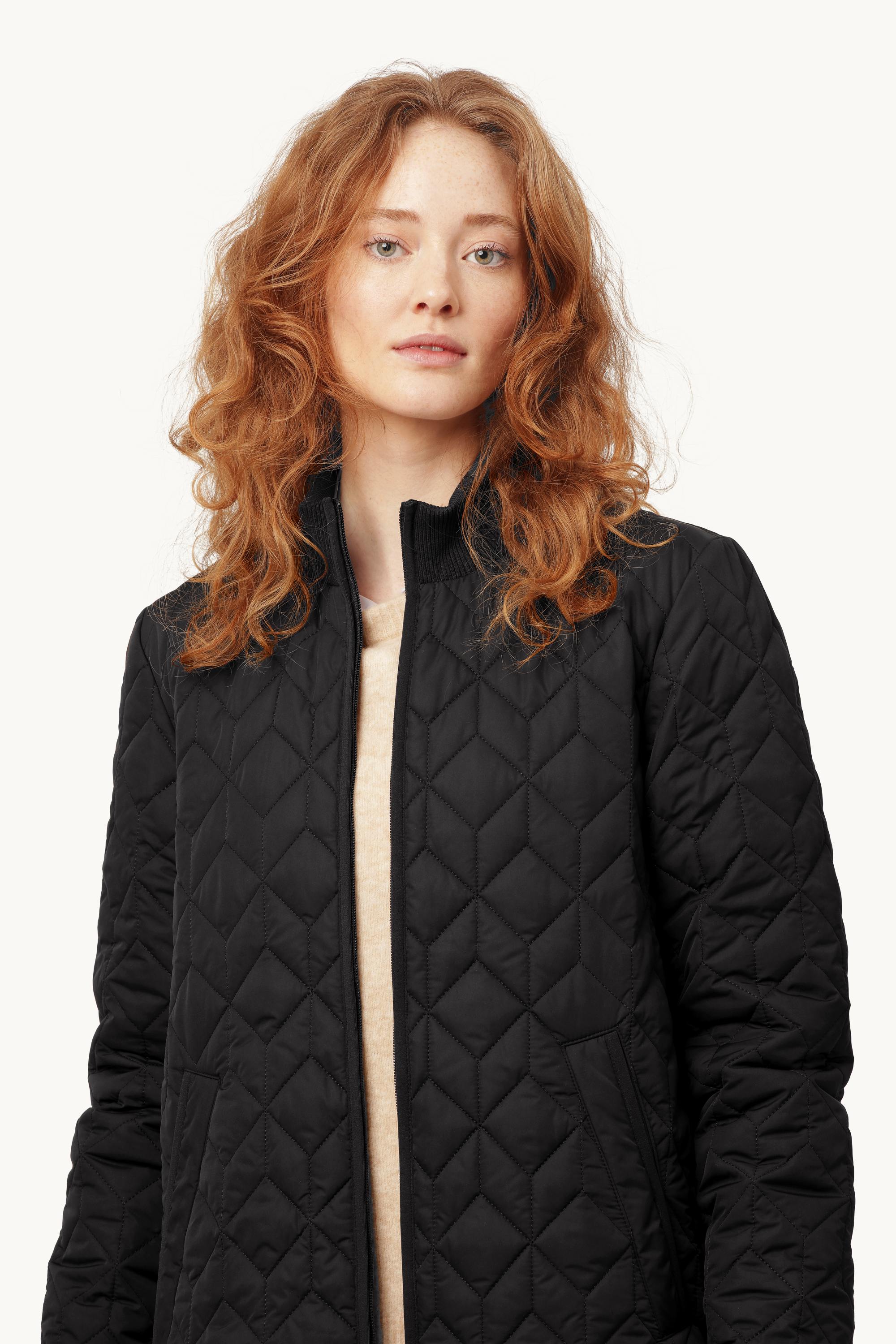 Long Padded Quilt Jacket - Black