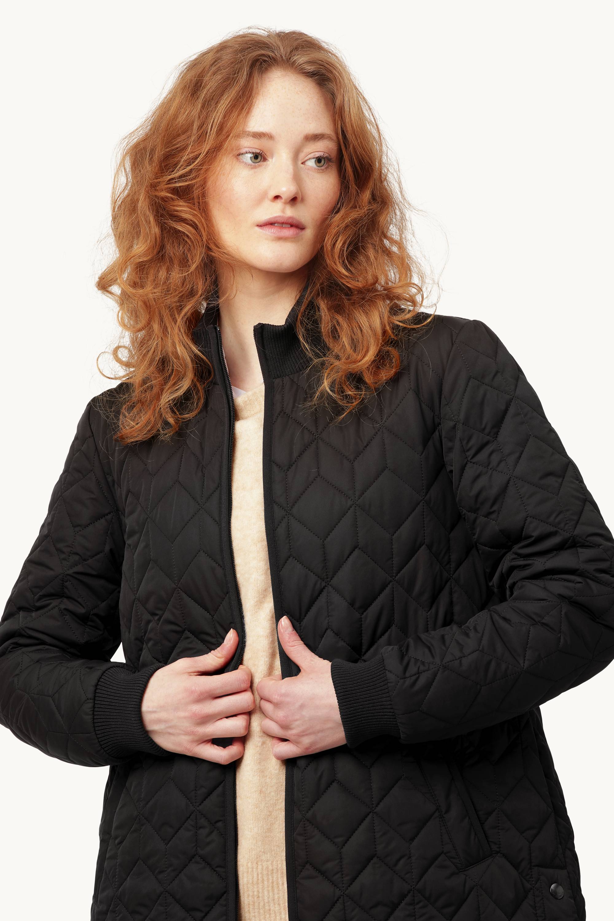 Long Padded Quilt Jacket - Black