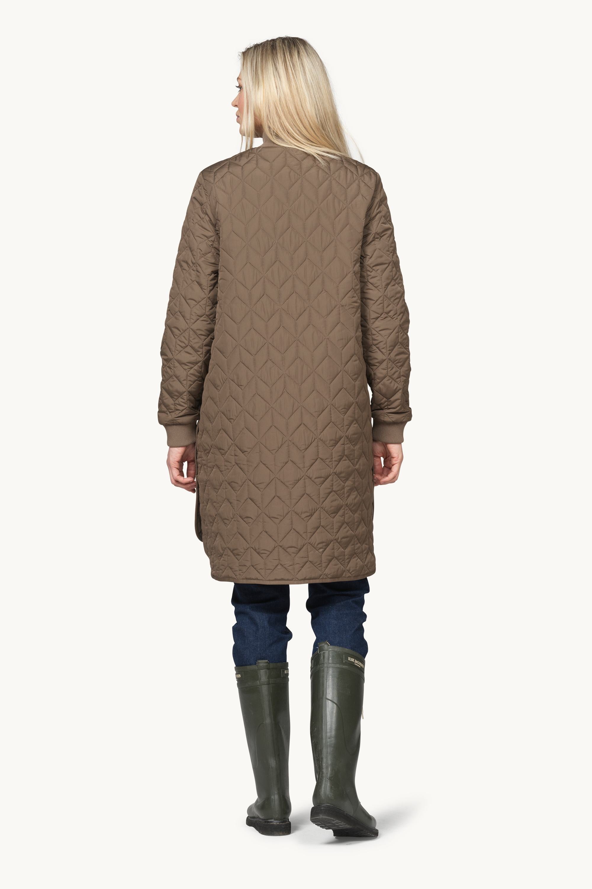 Long Padded Quilt Jacket - Mud