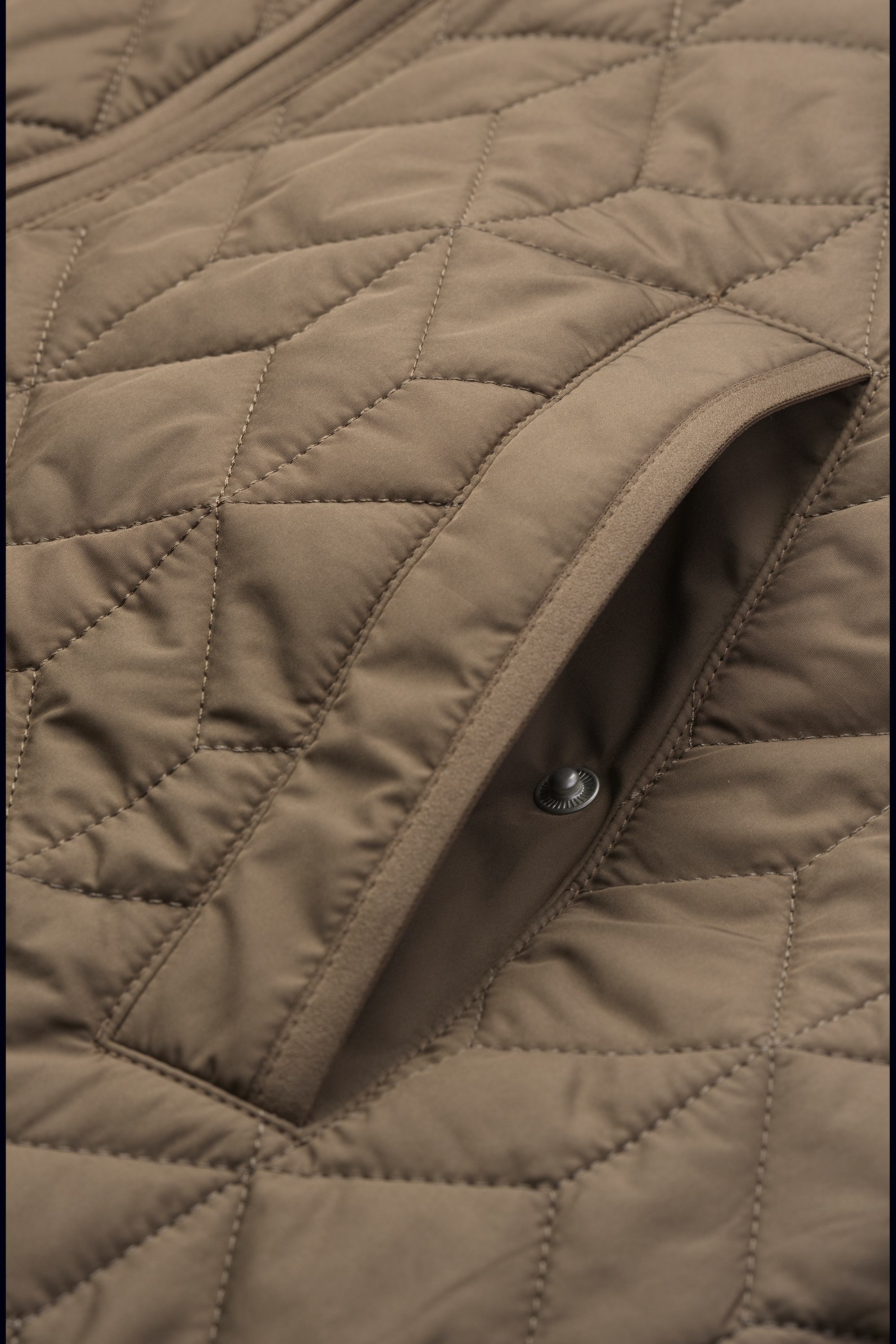 Long Padded Quilt Jacket - Mud
