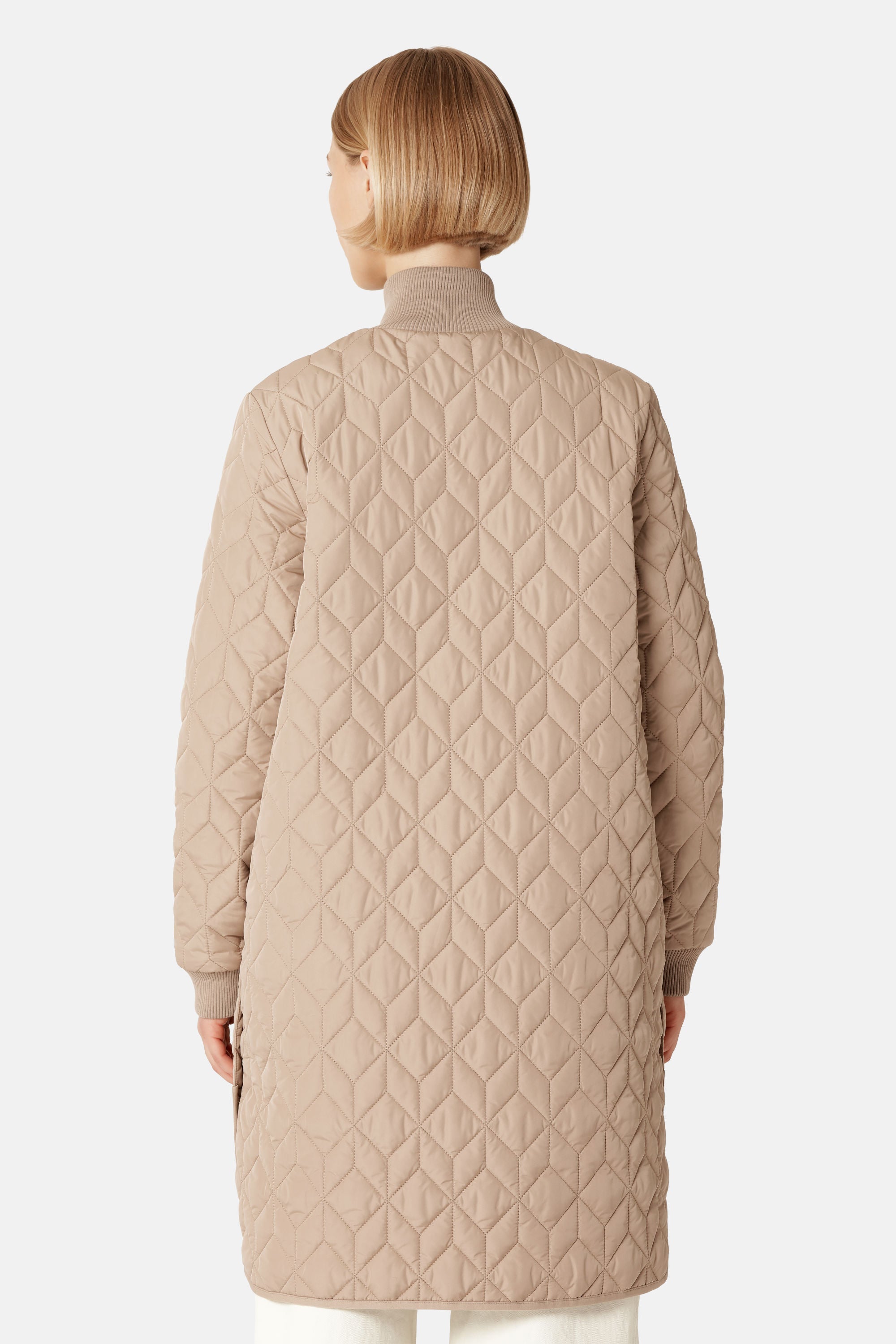 Long Padded Quilt Jacket - Wheat