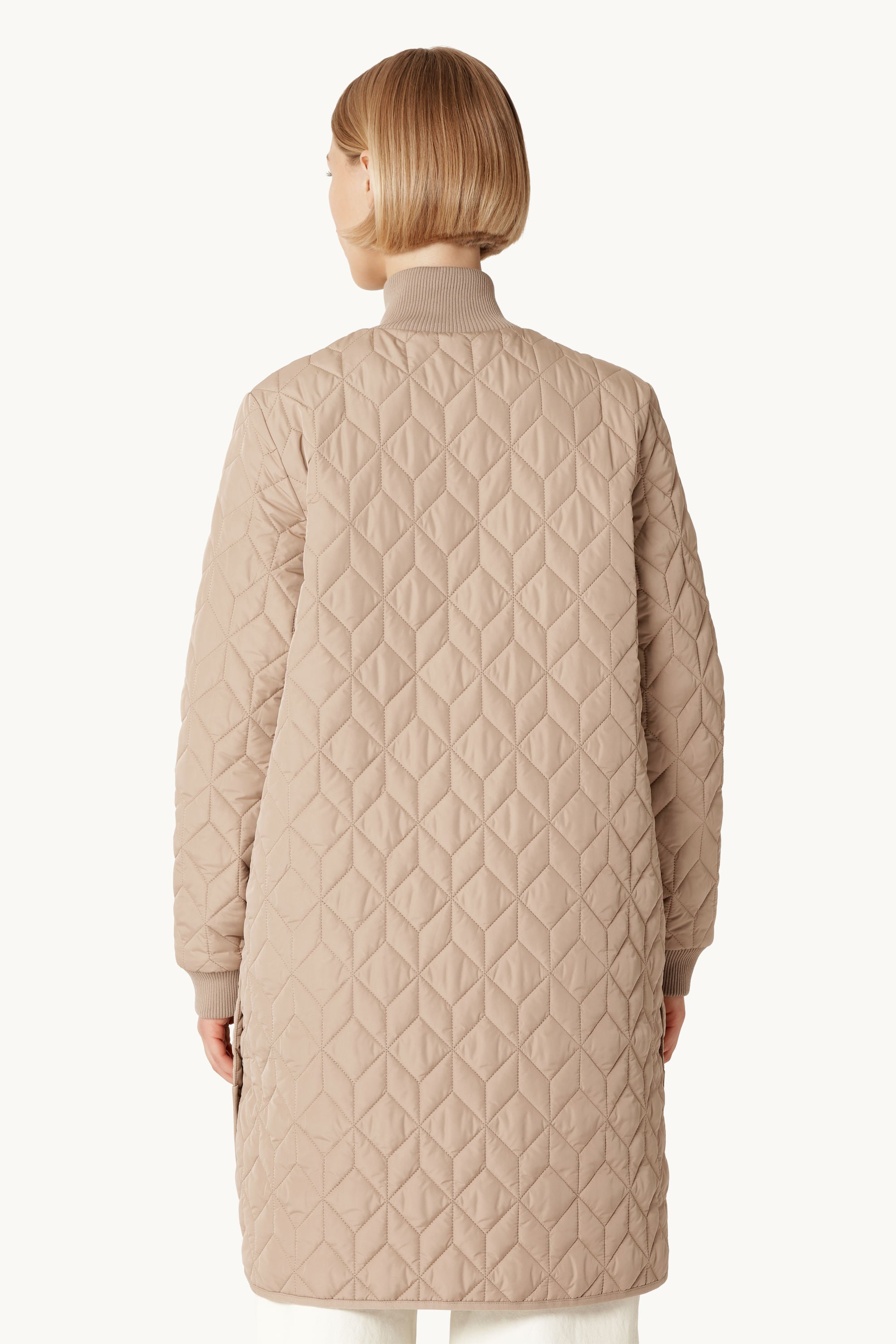 Long Padded Quilt Jacket - Wheat