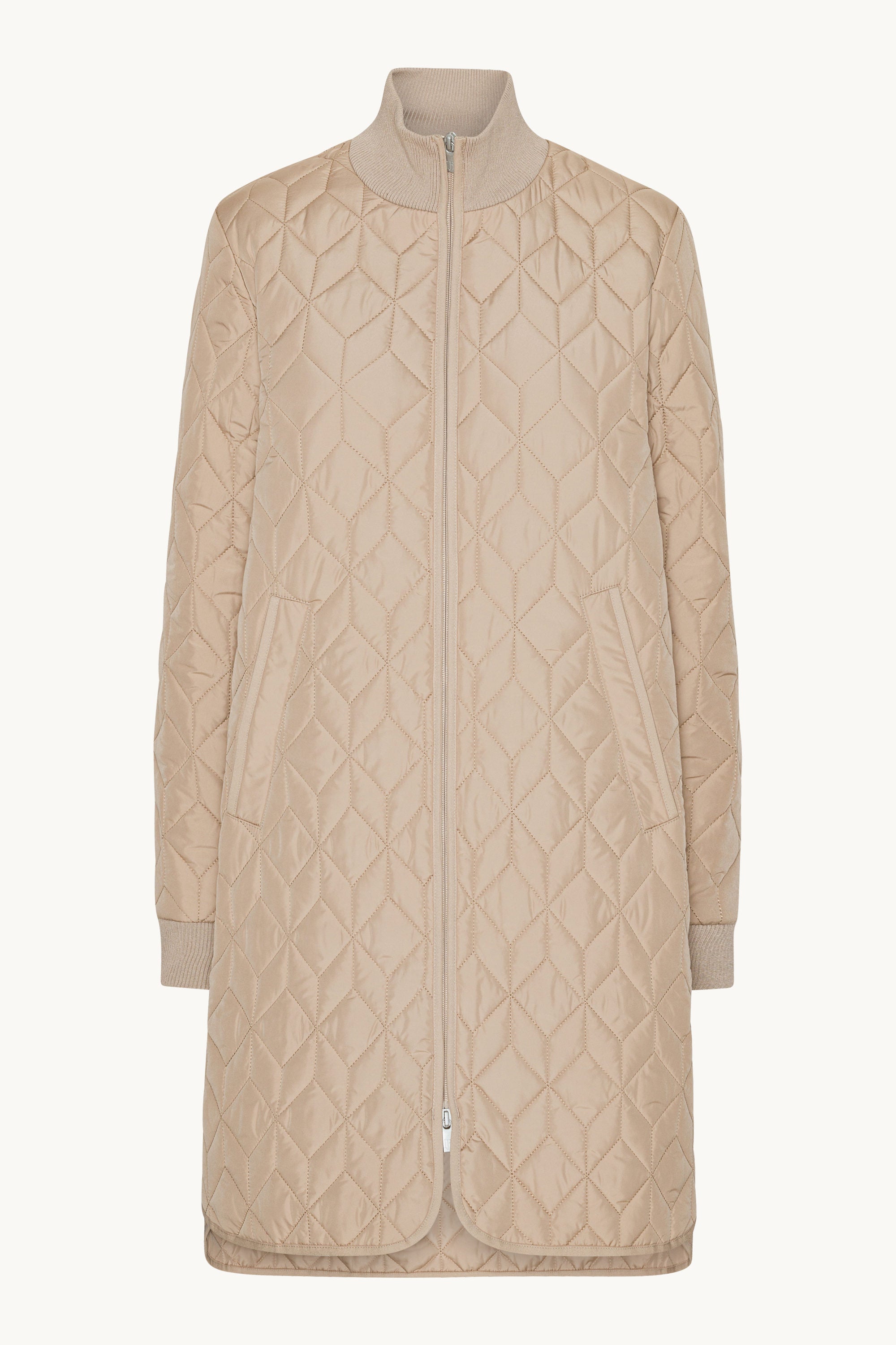 Long Padded Quilt Jacket - Wheat