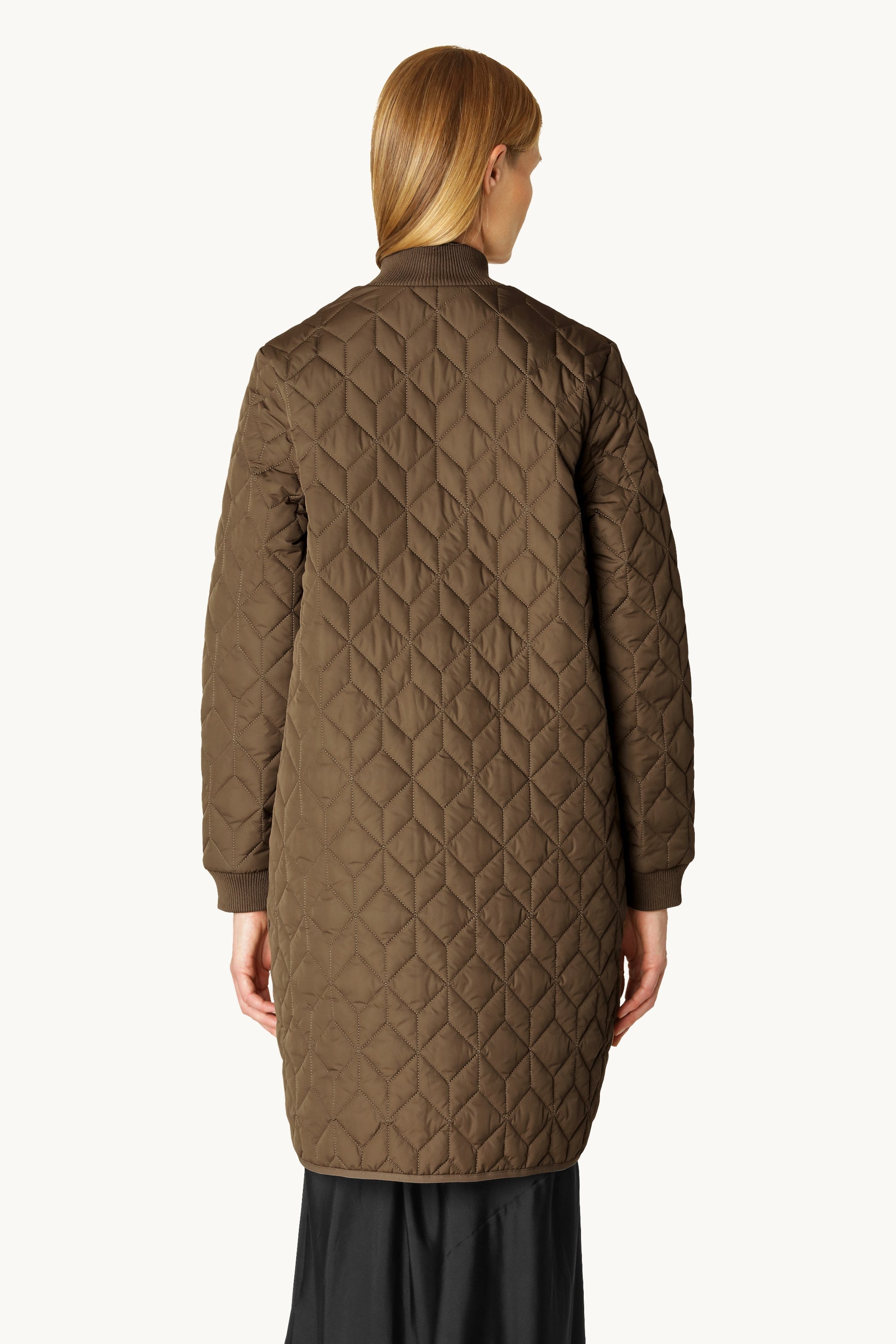 Long Padded Quilt Jacket - Cub Brown