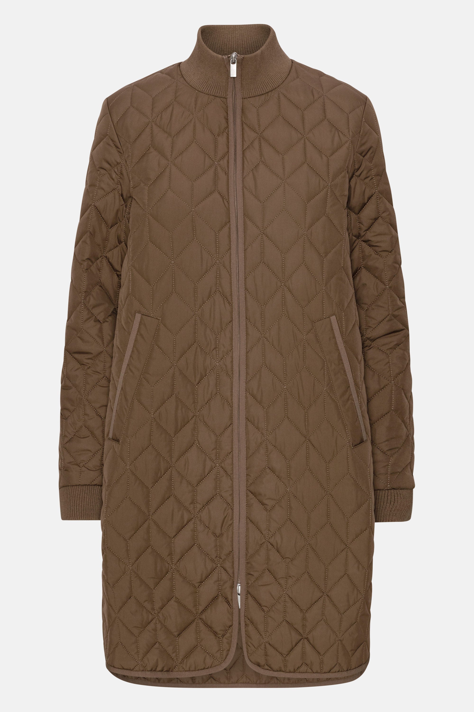 Long Padded Quilt Jacket - Cub Brown