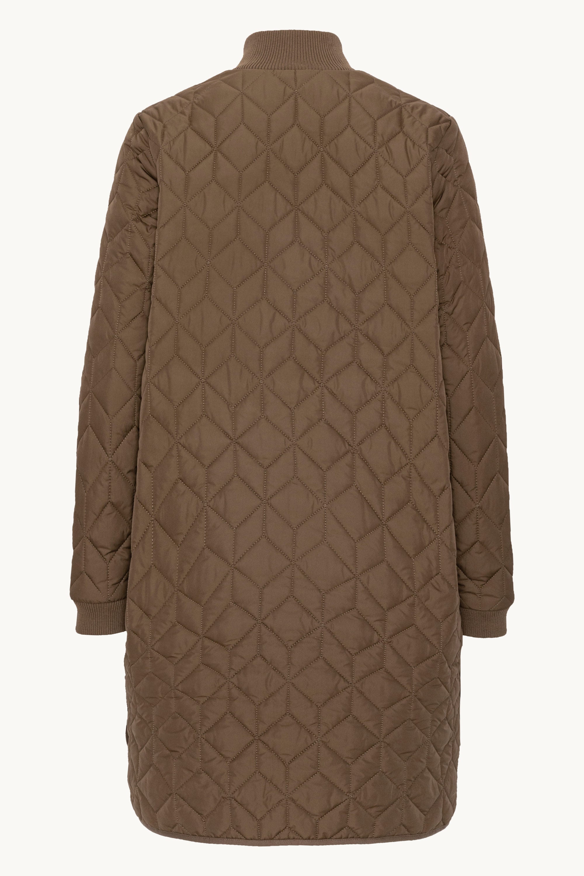 Long Padded Quilt Jacket - Cub Brown