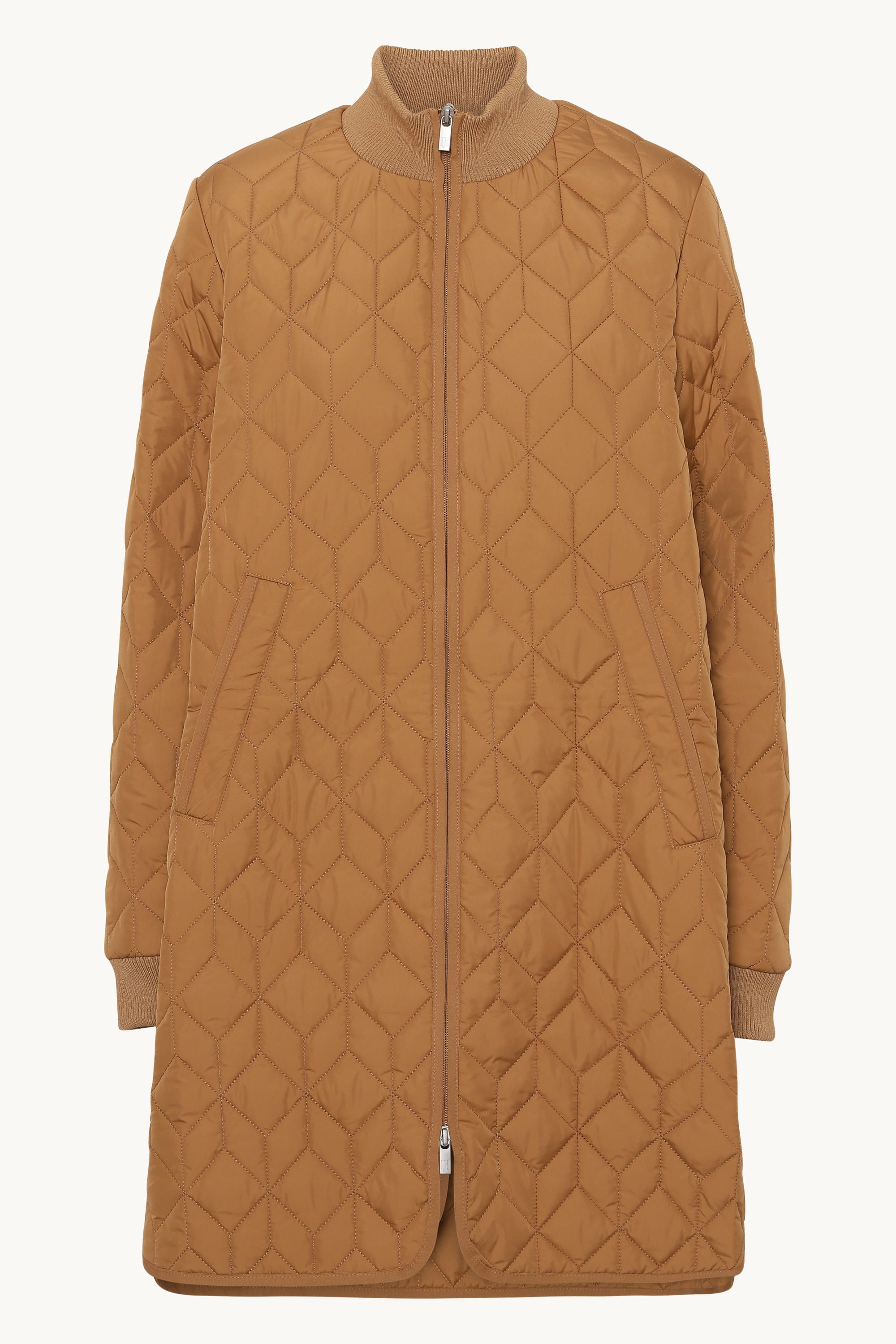 Long Padded Quilt Jacket - Cashew